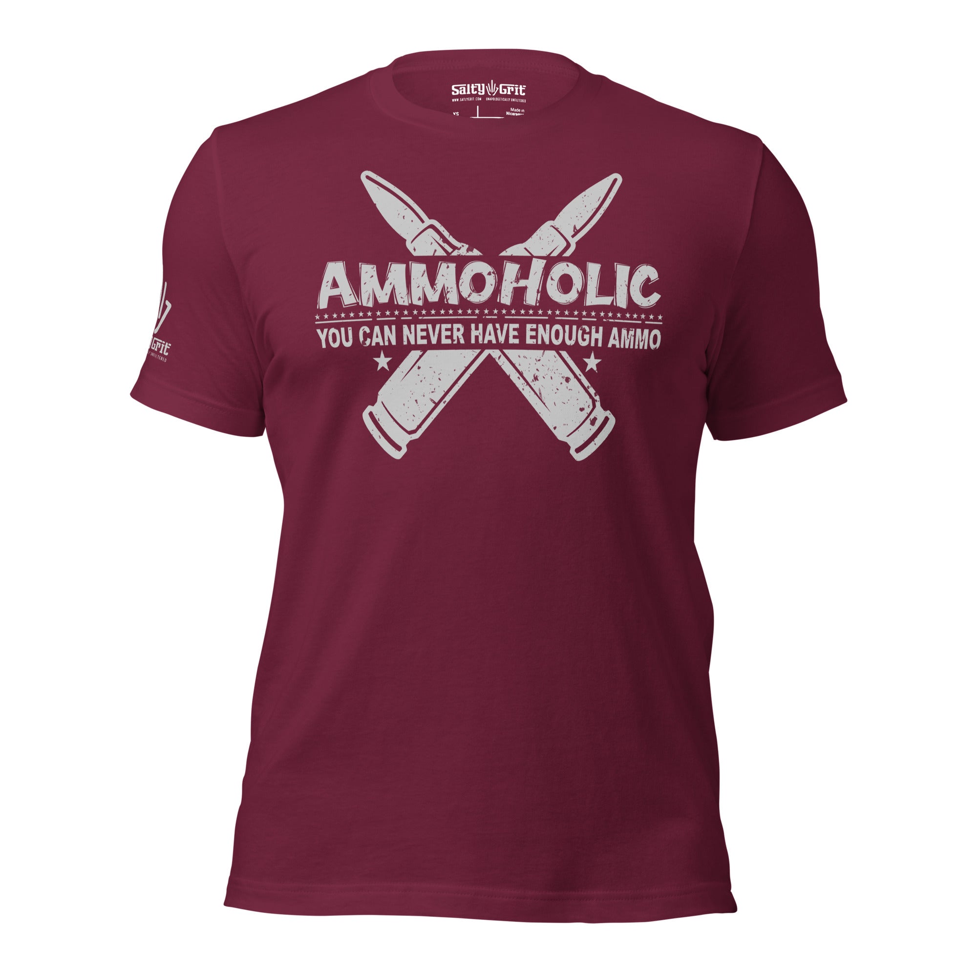Offensive humor apparel Ammoholic shirt with bullets