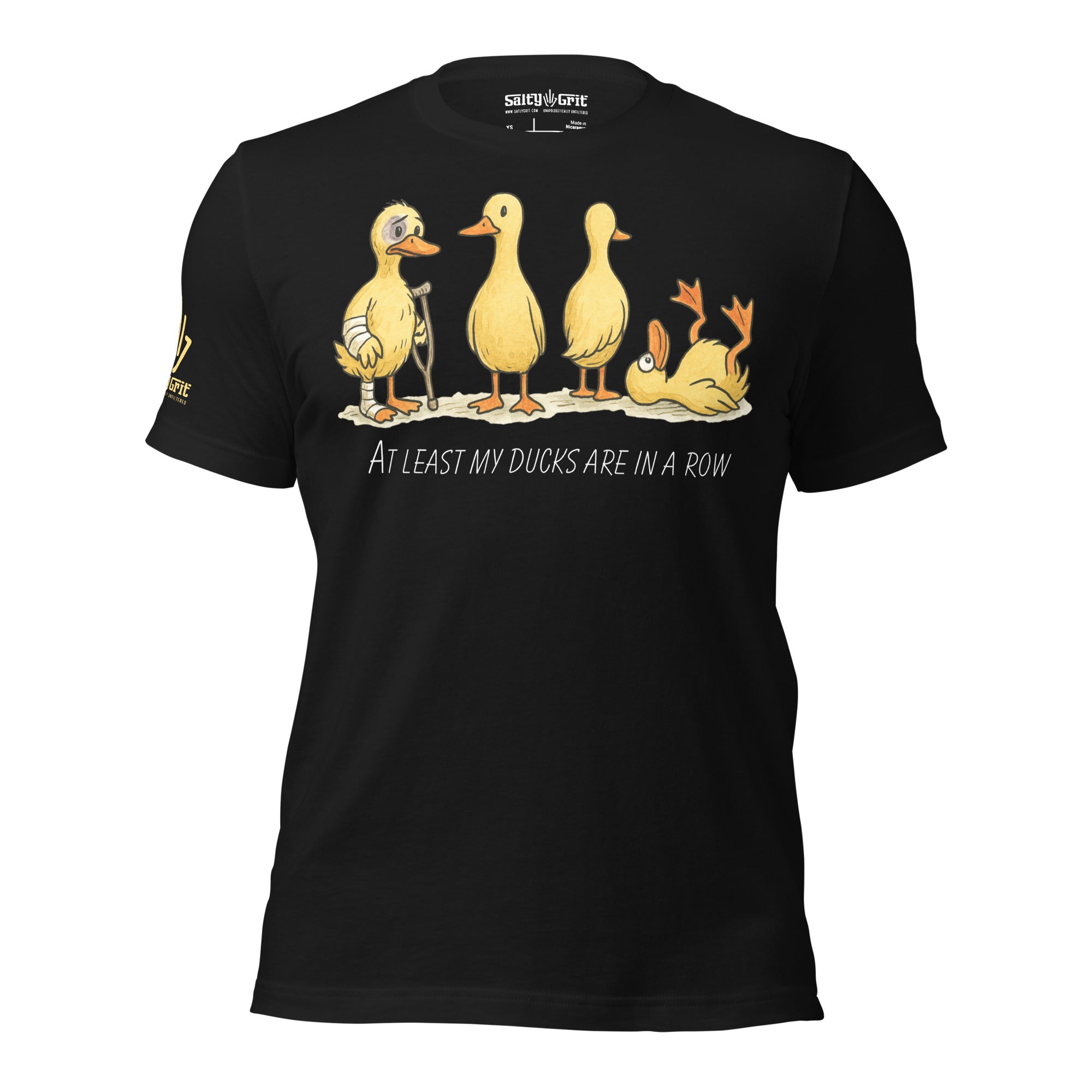Funny sarcastic shirt with ducks in a row design