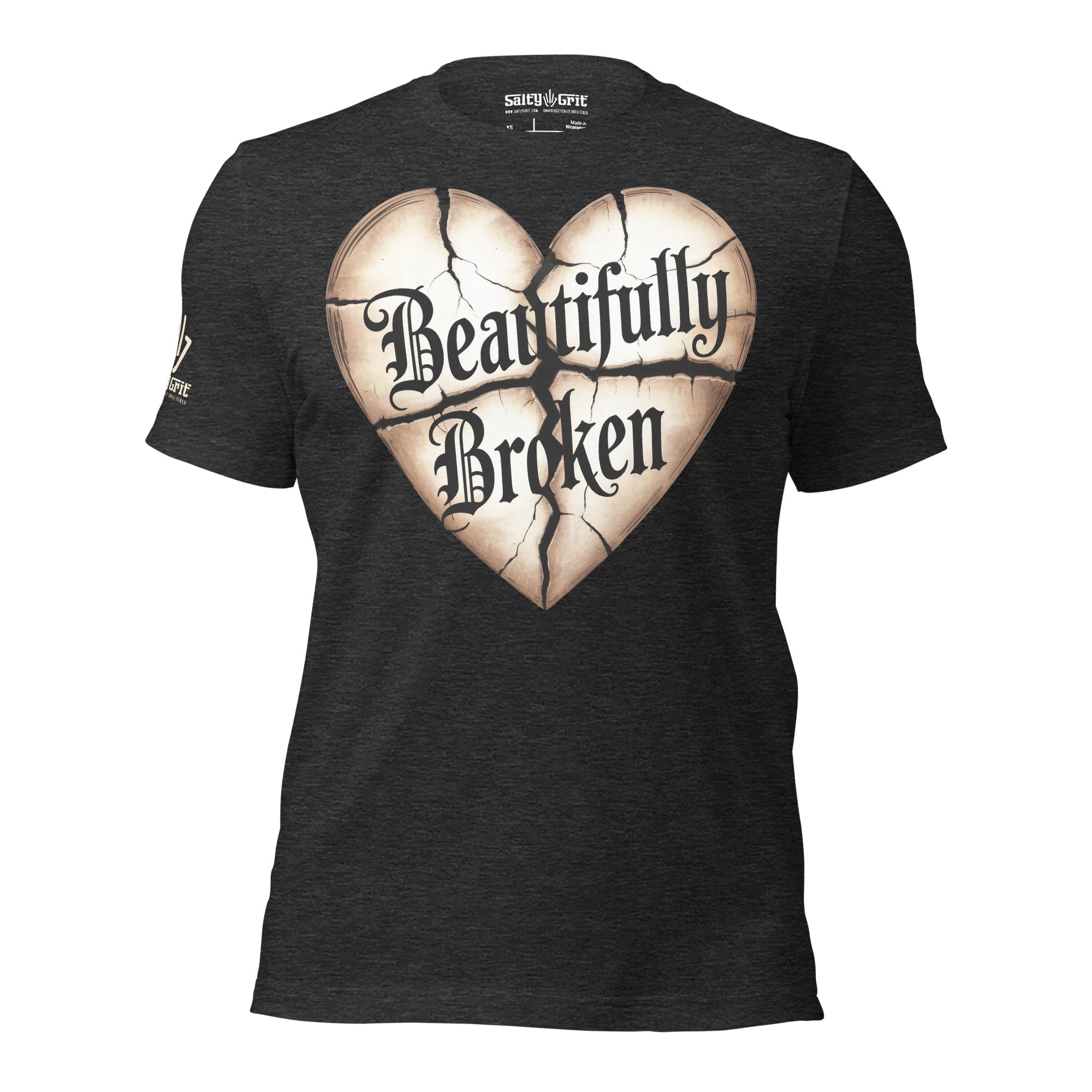 Beautifully Broken humor graphic tee shirt