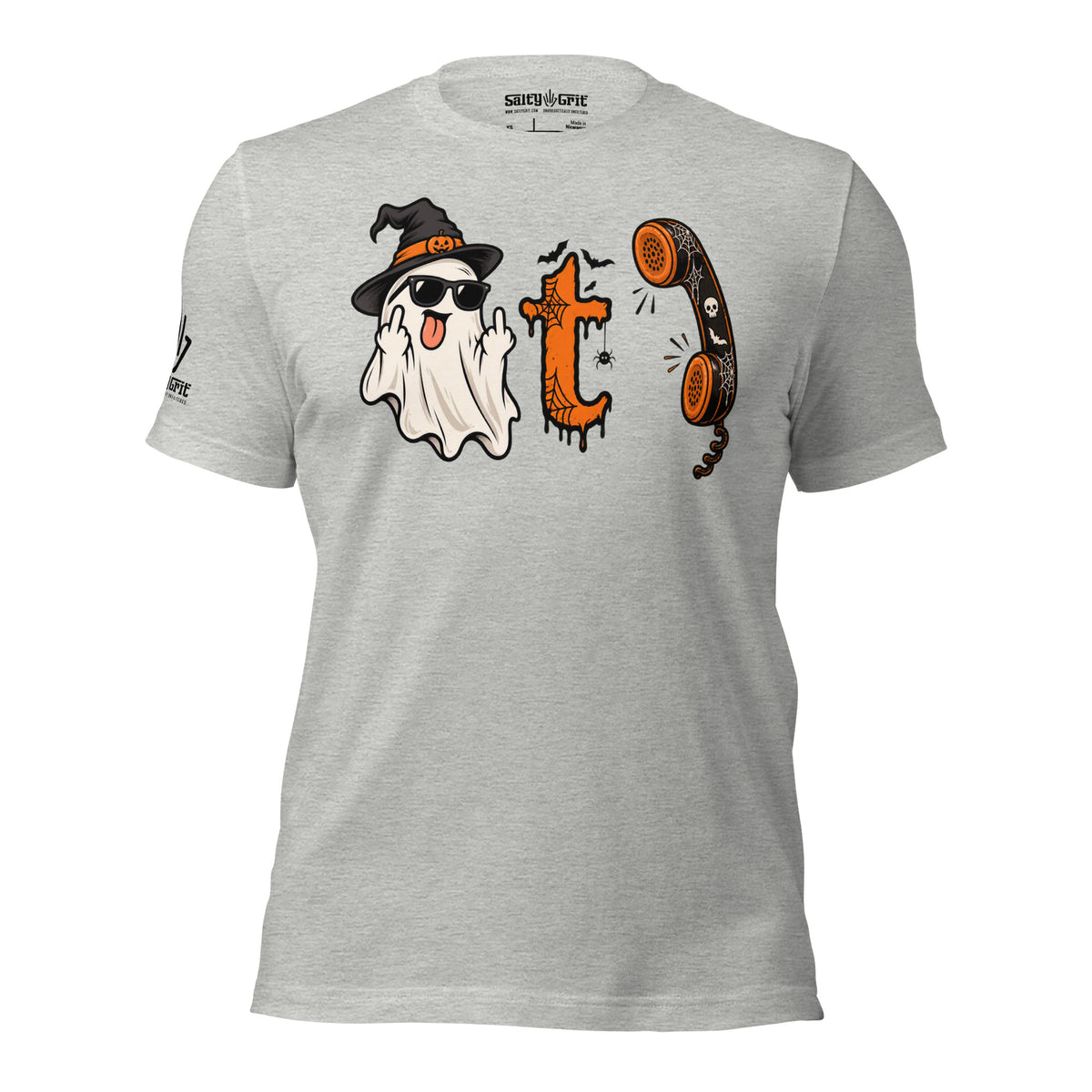 Spooky Halloween Boo T Call shirt with ghost and telephone graphic