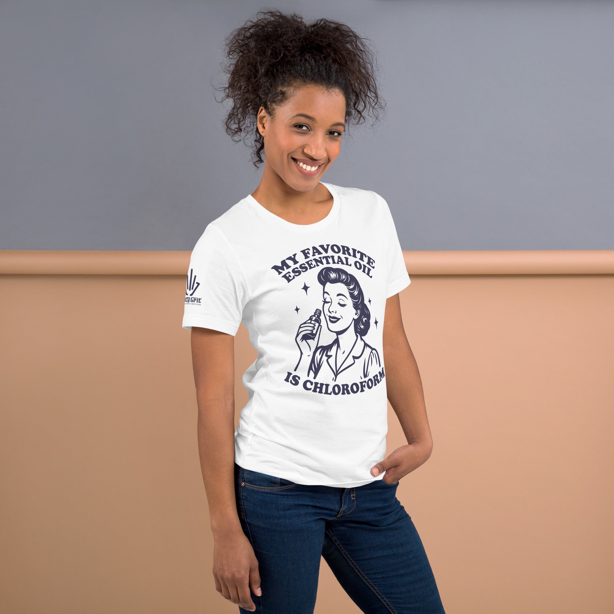 Sarcastic graphic tee My Favorite Essential Oil Is Chloroform retro design