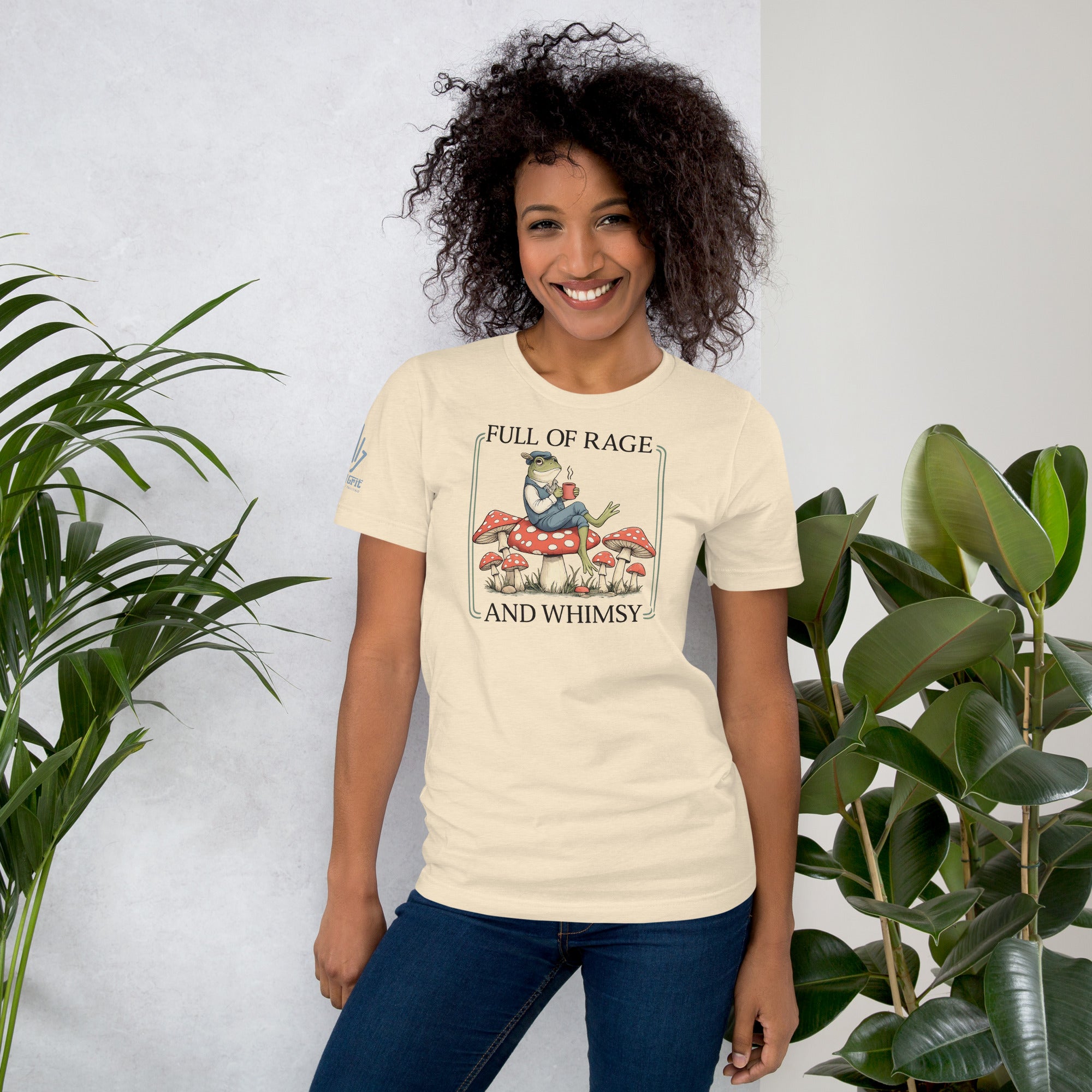 Cottagecore sarcastic shirt featuring a frog on mushrooms with funny quote