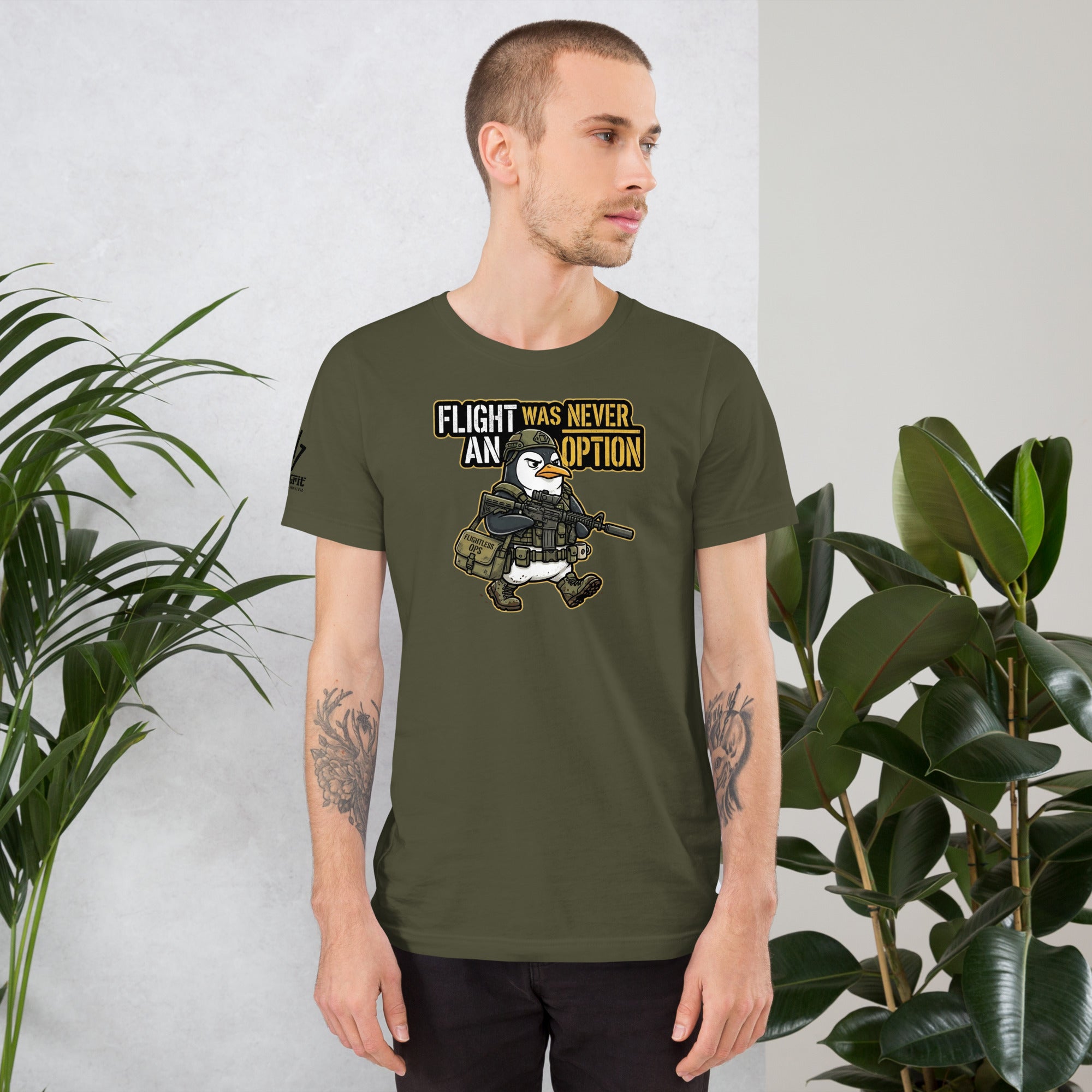 Dark humor shirt featuring a tactical penguin and sarcastic saying