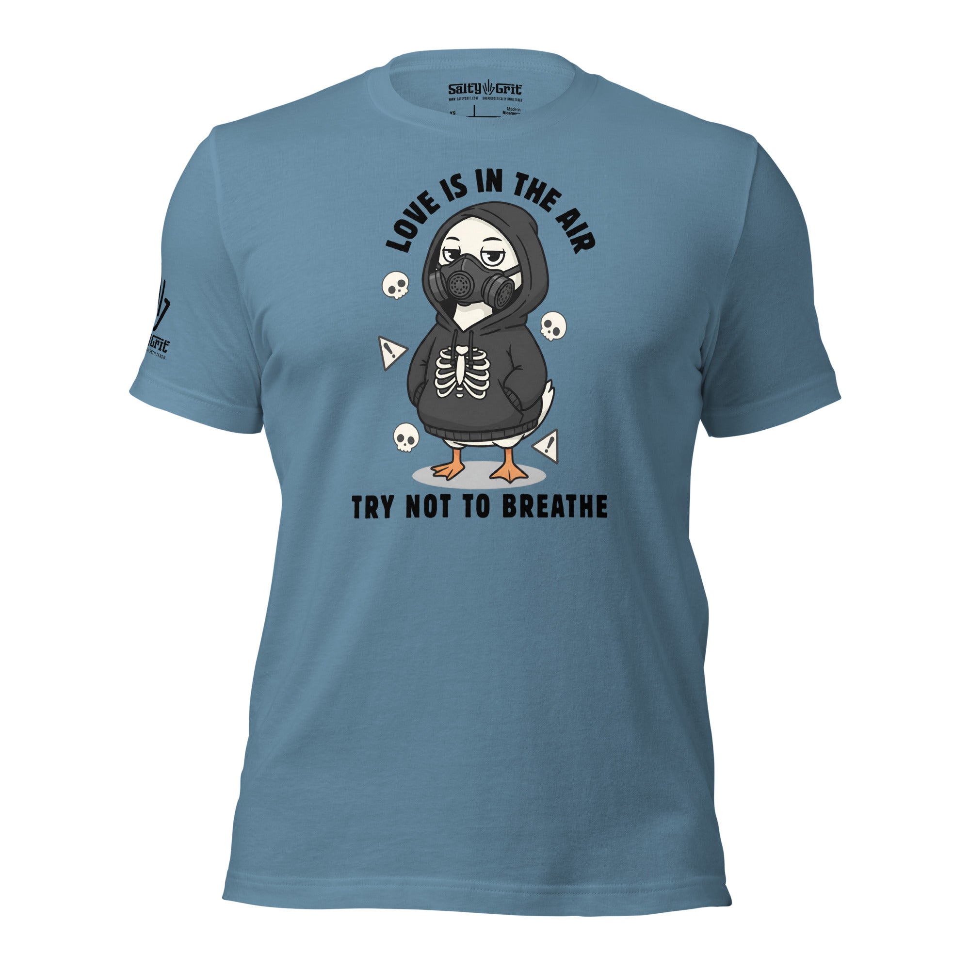 Duck wearing respirator funny Valentines shirt design