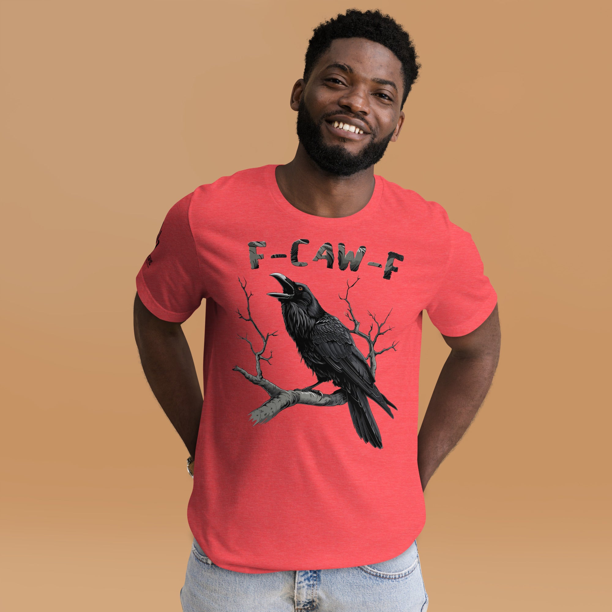 Sarcastic novelty shirt featuring crow graphic and F-CAW-F text