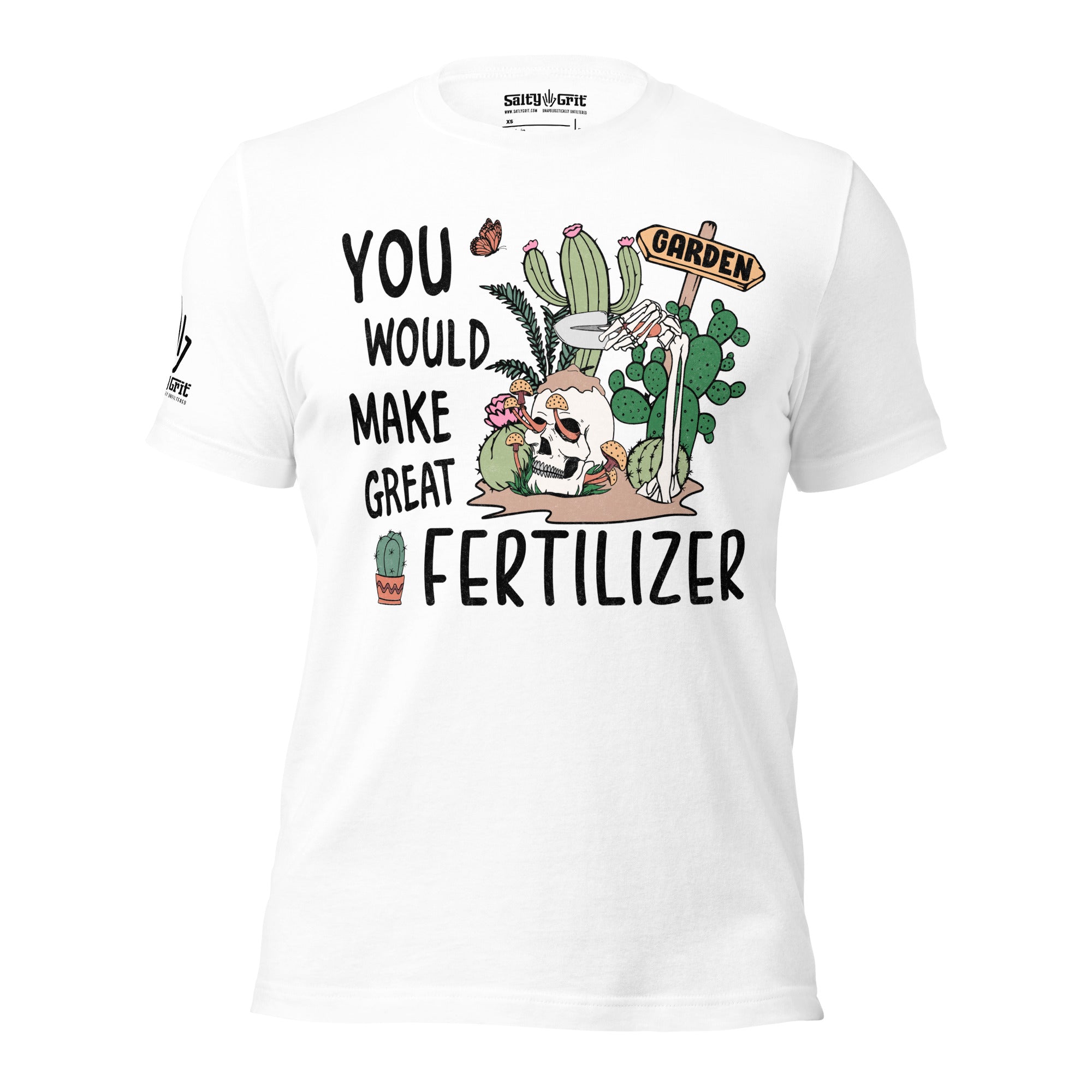 Shirt with garden and skull design for sarcastic plant lovers