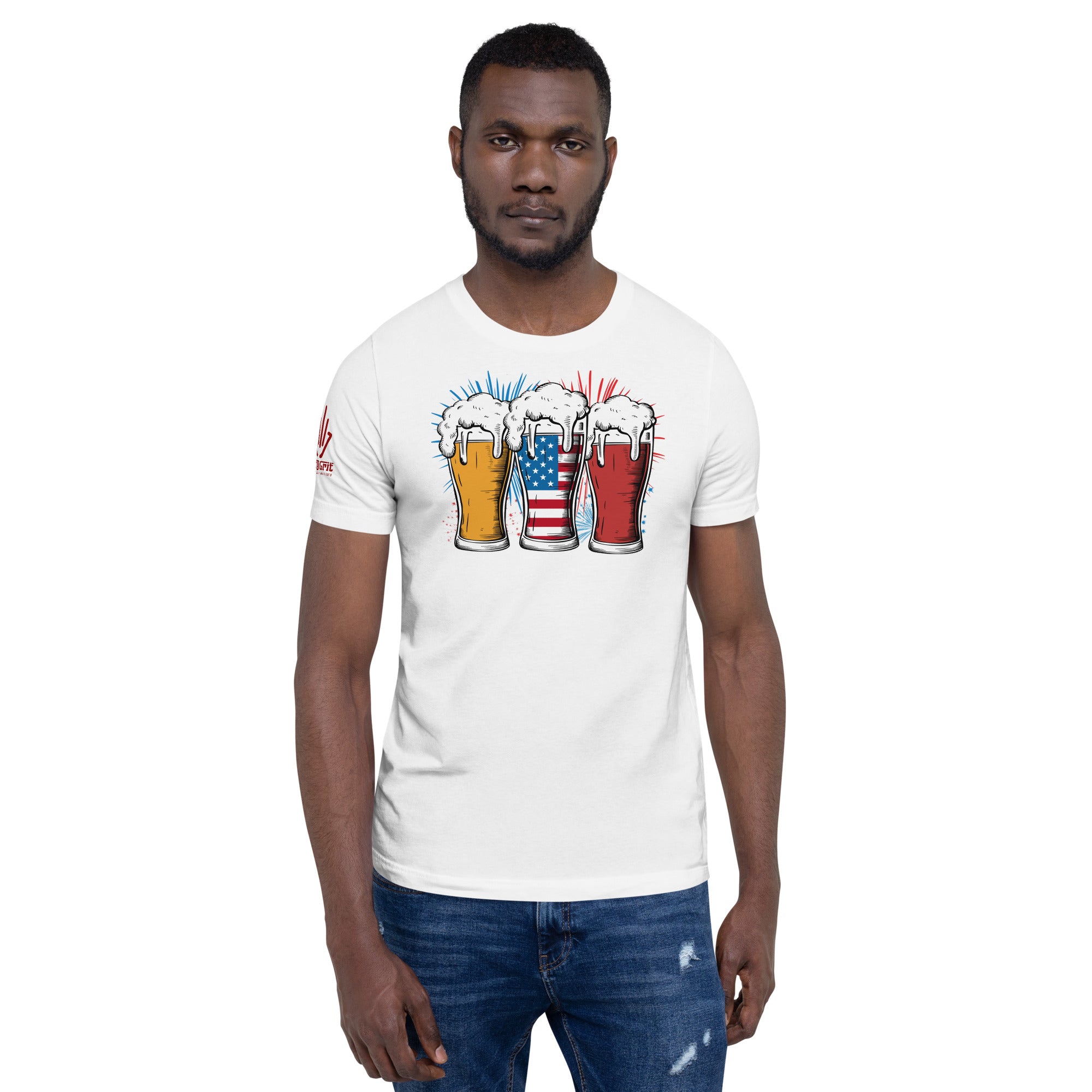 Fisherman-themed patriotic beer shirt for Independence Day