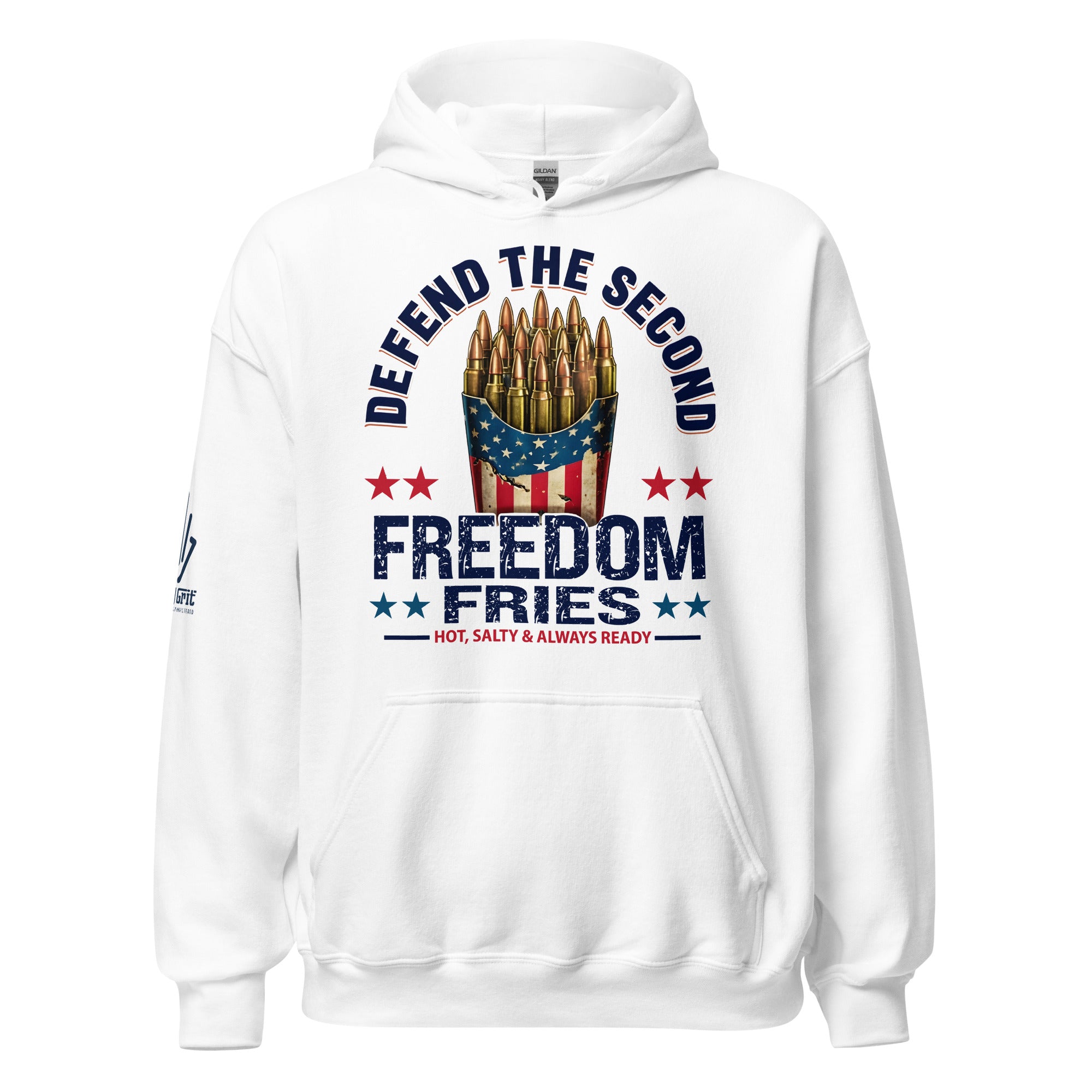 Offensive humor hoodie featuring Second Amendment Freedom Fries