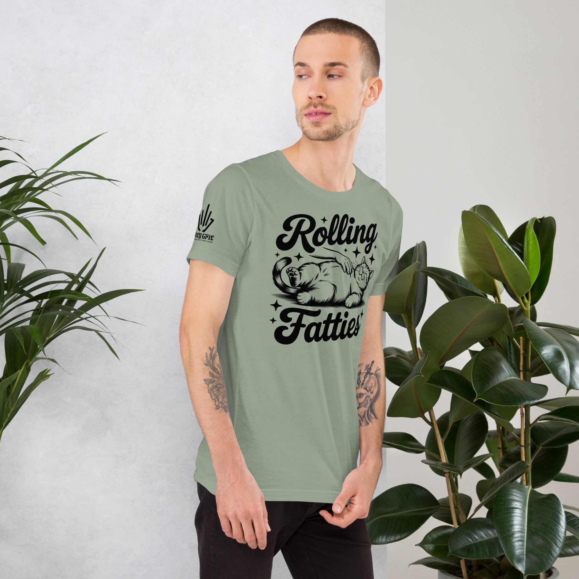 Funny cat graphic tee – Rolling Fatties shirt with sarcastic tone