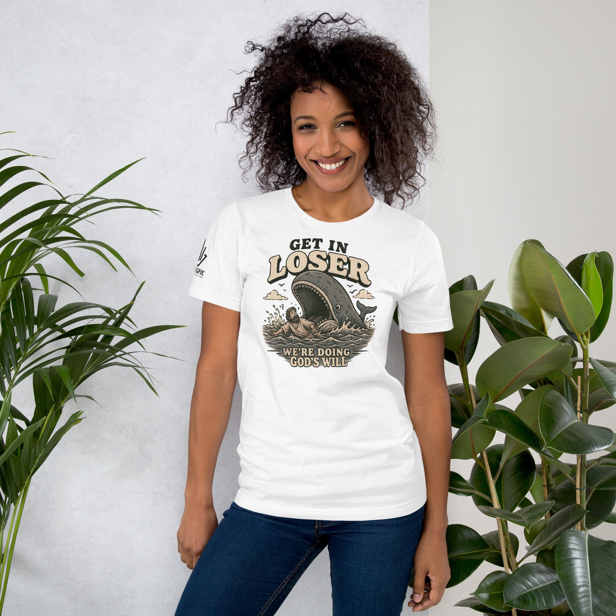 Funny Christian gift shirt with Get In Loser We're Doing God's Will design