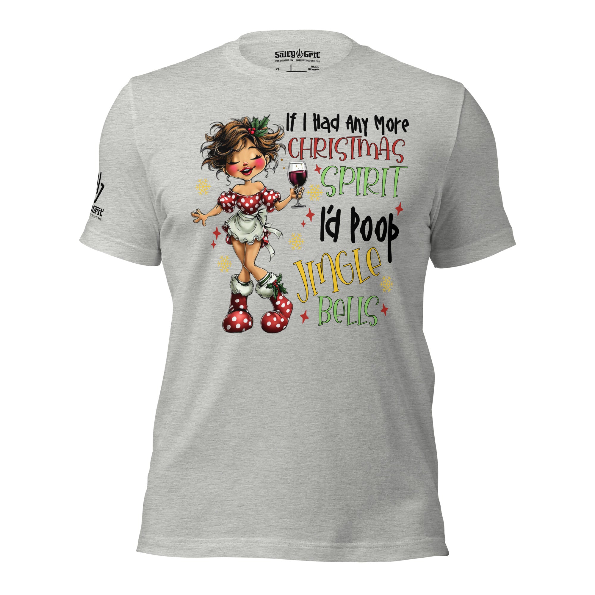 Funny Christmas shirt with sarcastic text about pooping jingle bells