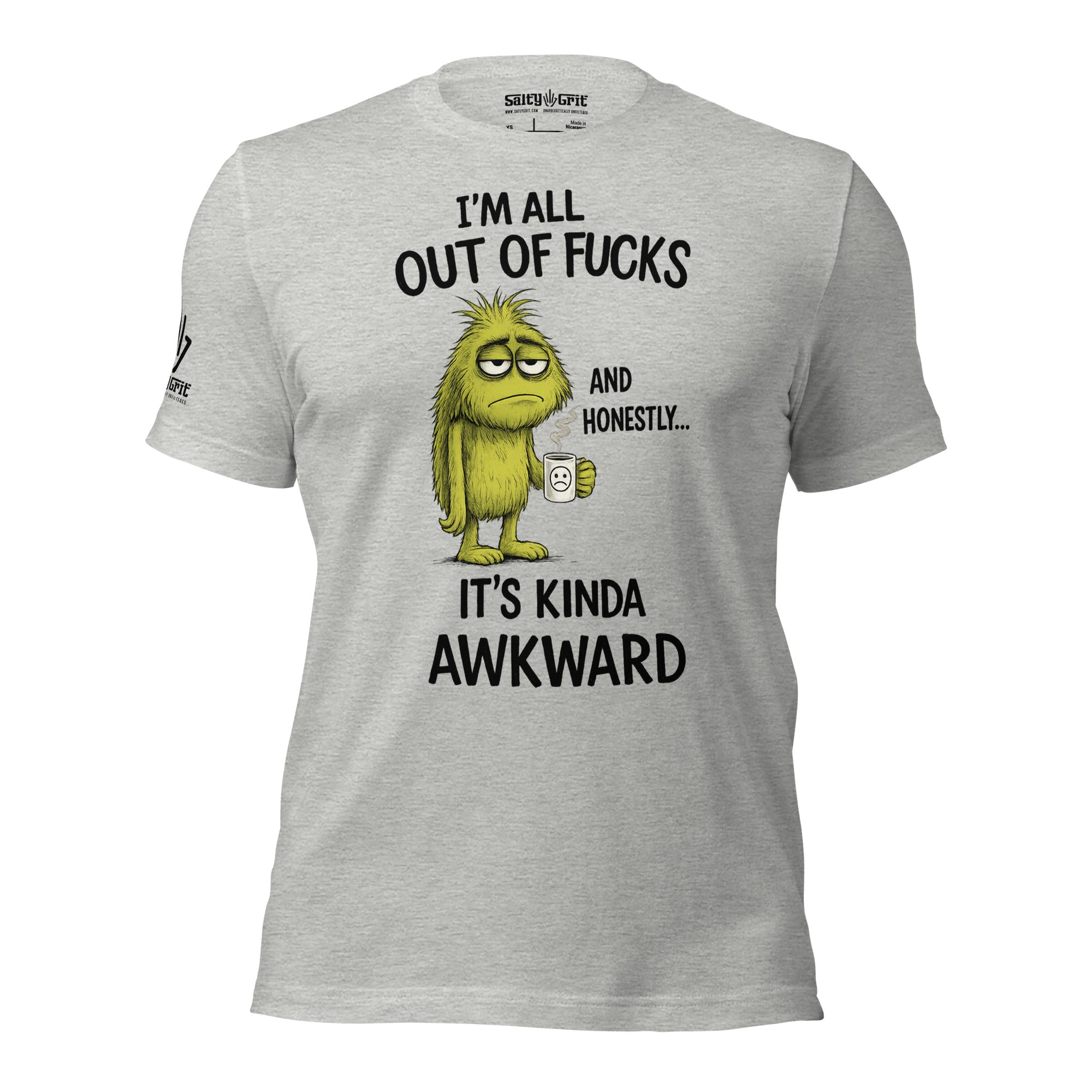 Funny exhausted monster shirt with sarcastic coffee humor