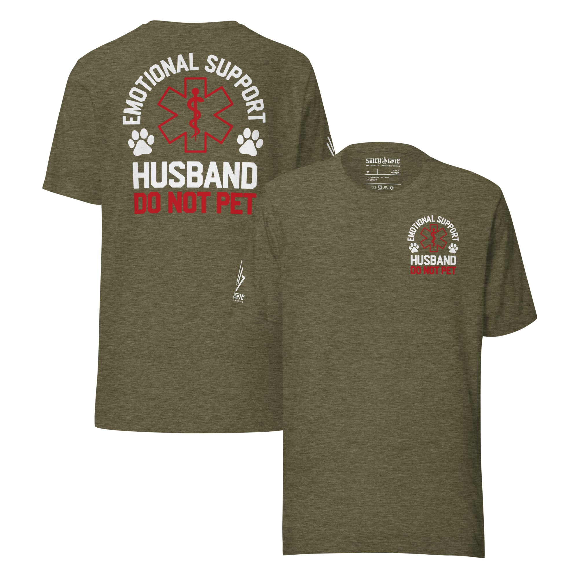 Funny gift shirt for wife featuring EMS first responder symbol and paw prints