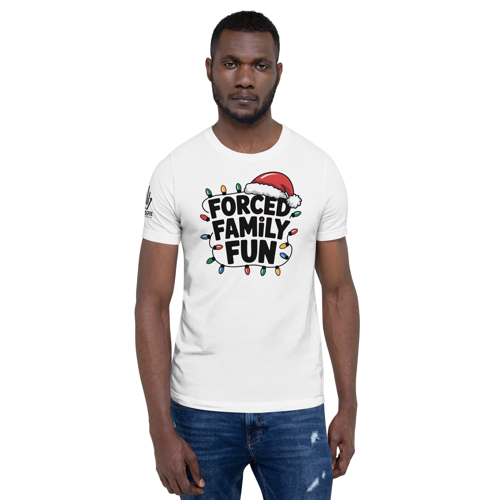 Funny Christmas gift shirt with sarcastic holiday message and lights