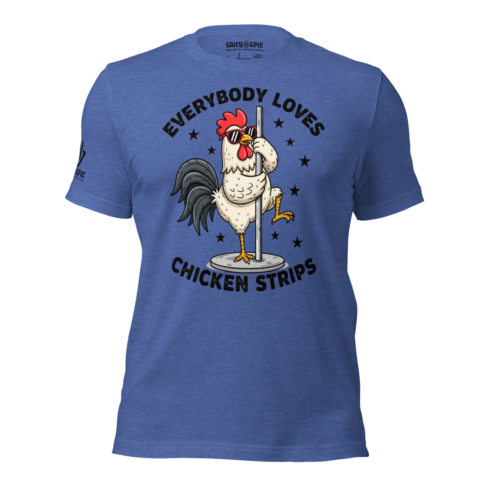 Funny gift shirt for sarcastic friends featuring a chicken strips joke