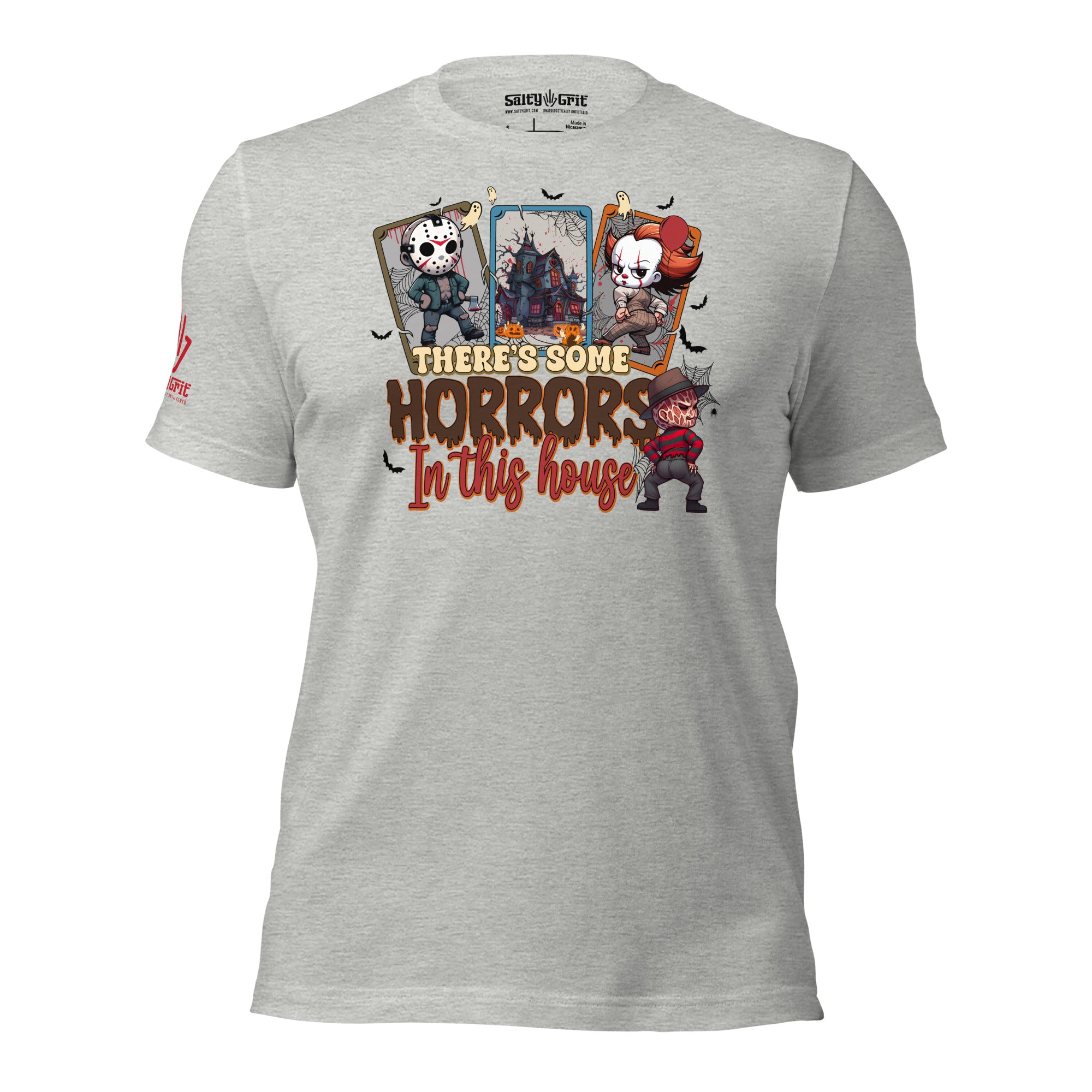 There’s Some Horrors in the House funny Halloween shirt with horror icon mashup