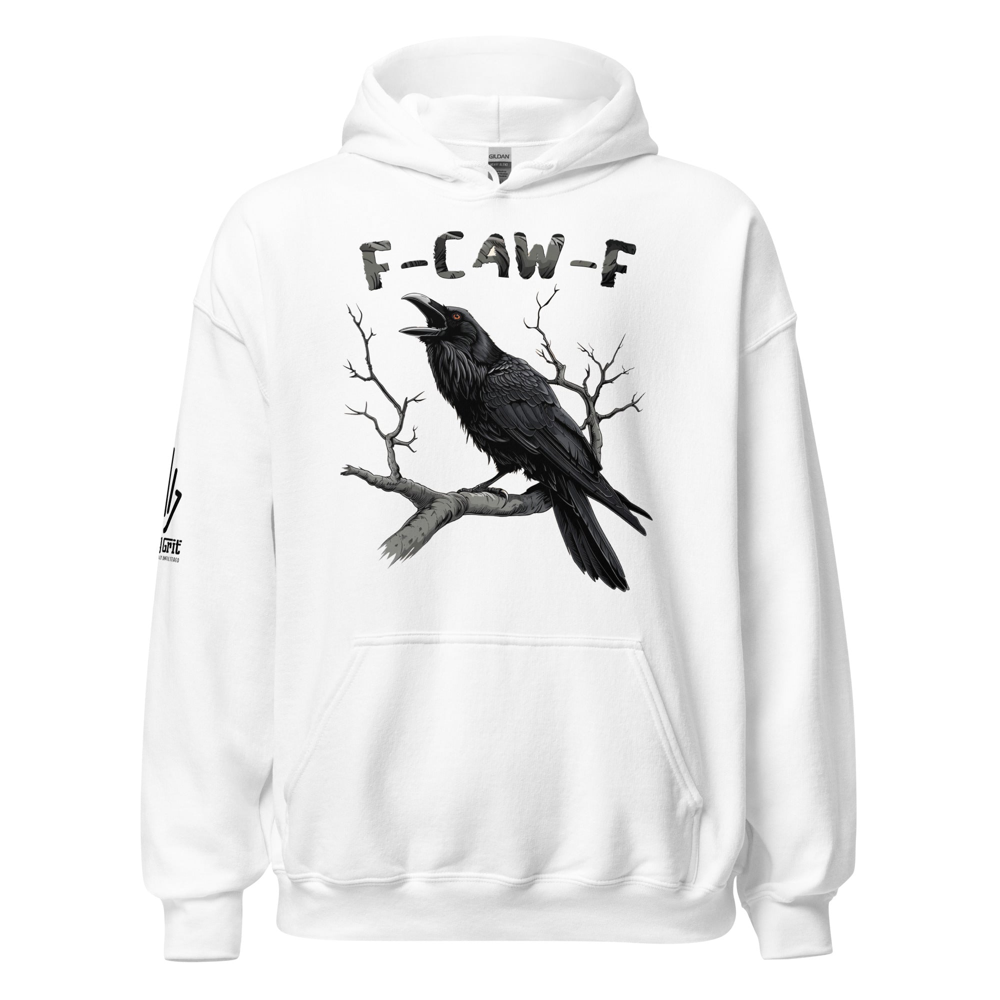 Funny hoodie with sarcastic crow graphic F-Caw-F