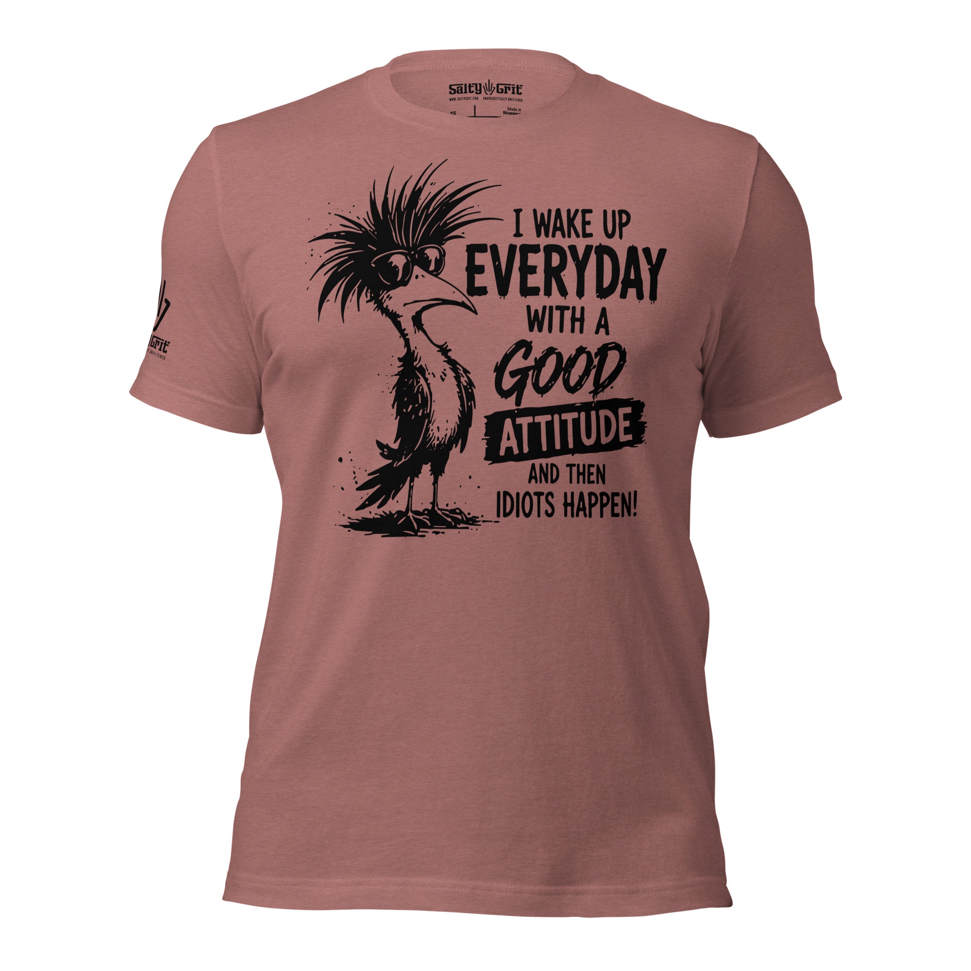 Funny shirt with Idiots Happen quote and cartoon cuckoo bird
