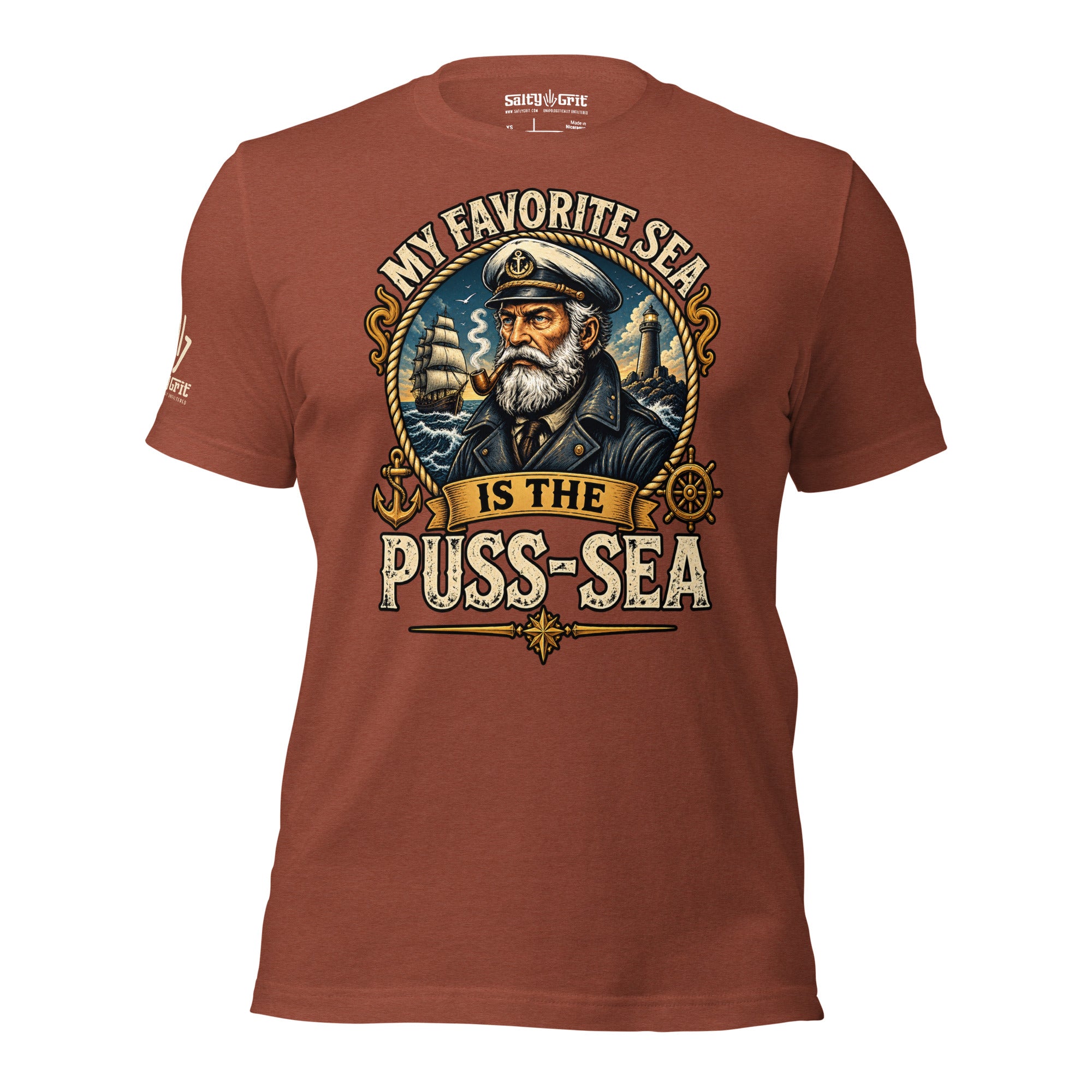 Funny nautical humor t-shirt with sailor and cheeky sea pun