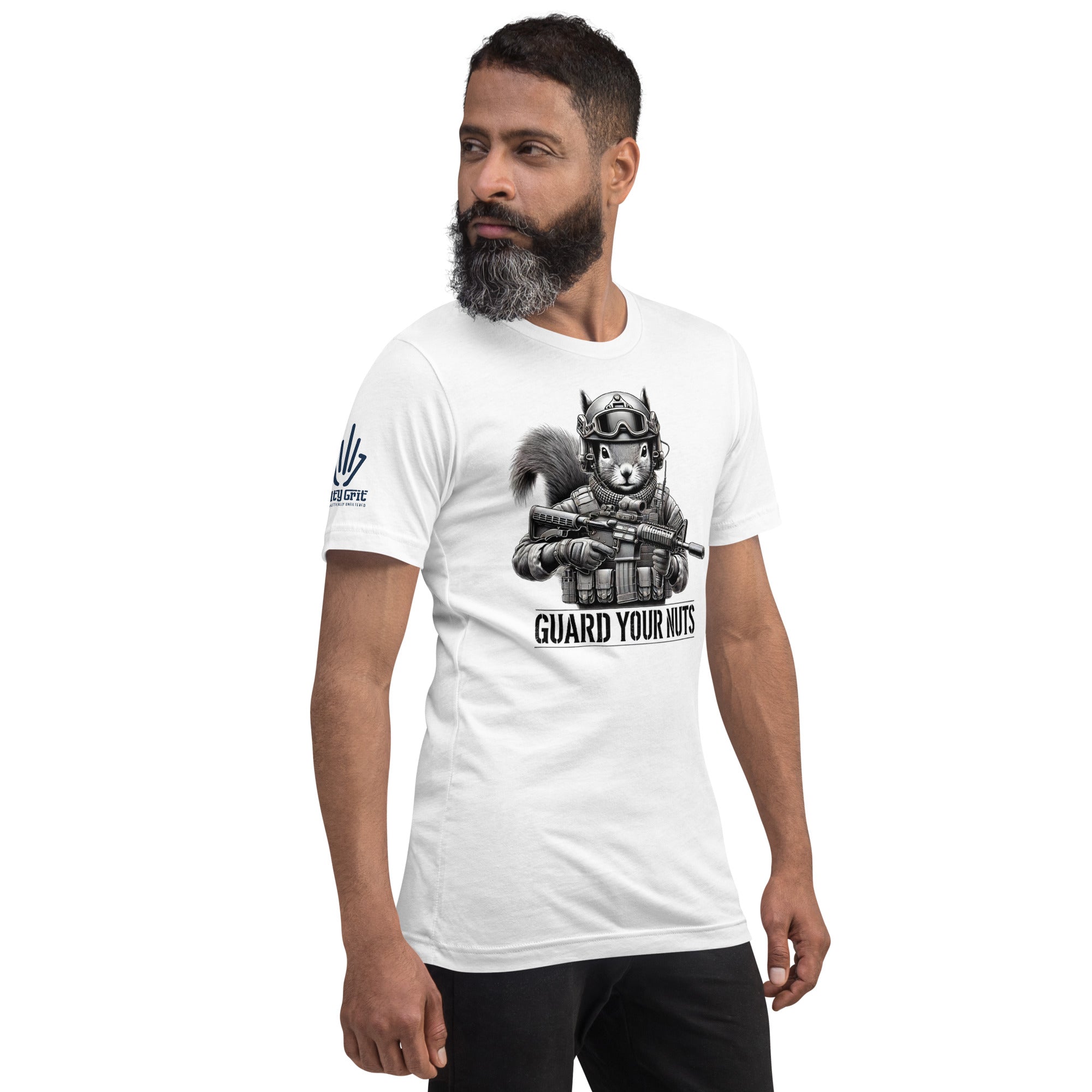 Funny offensive humor shirt Guard Your Nuts with tactical squirrel