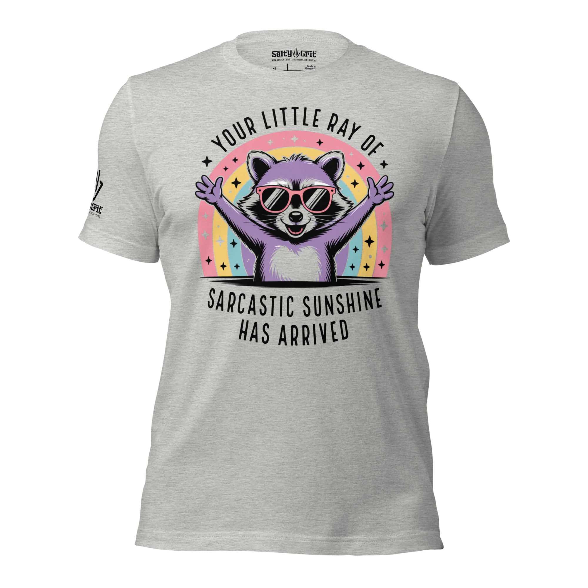 Funny raccoon shirt featuring sarcastic sunshine saying