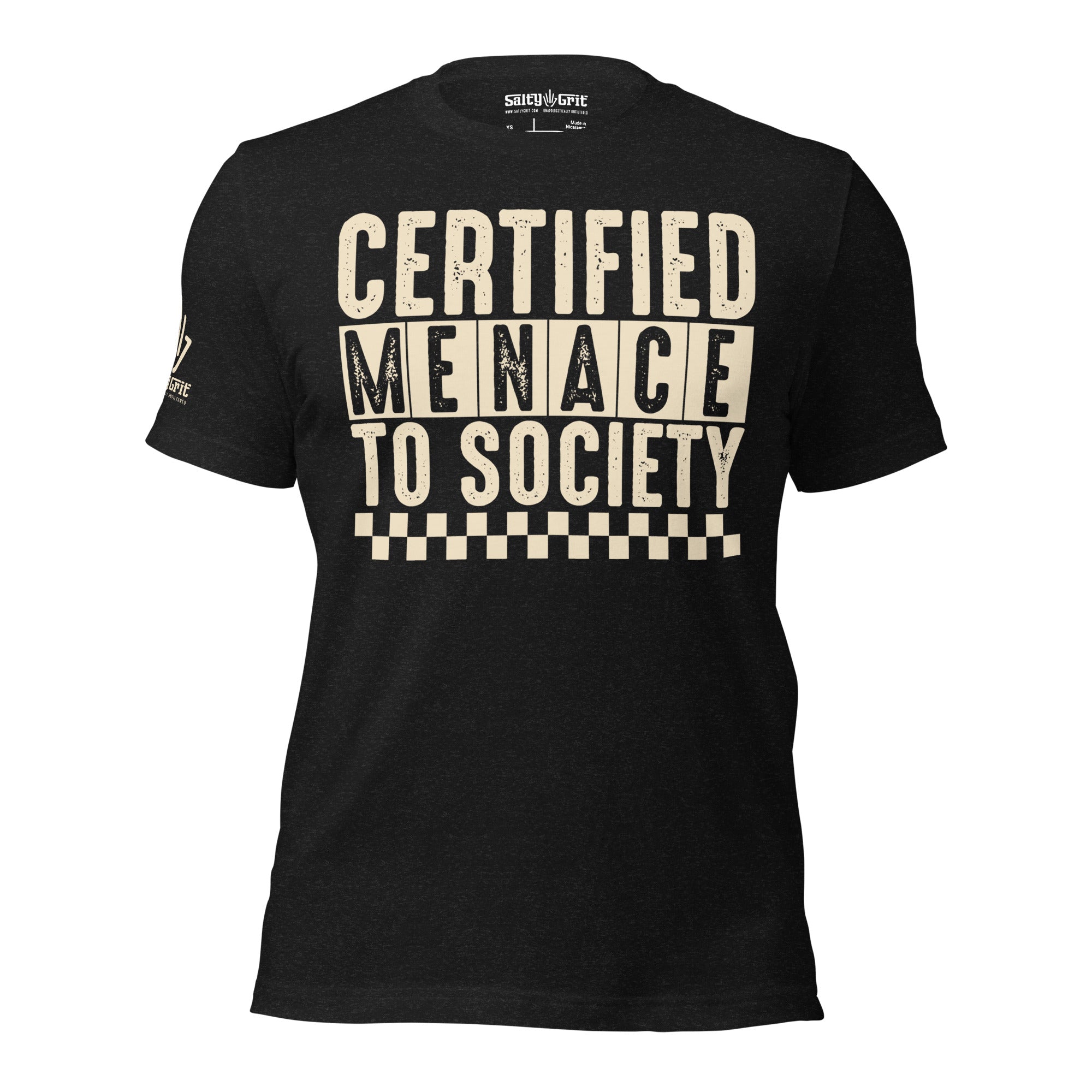 Funny sarcastic graphic tee Certified Menace to Society