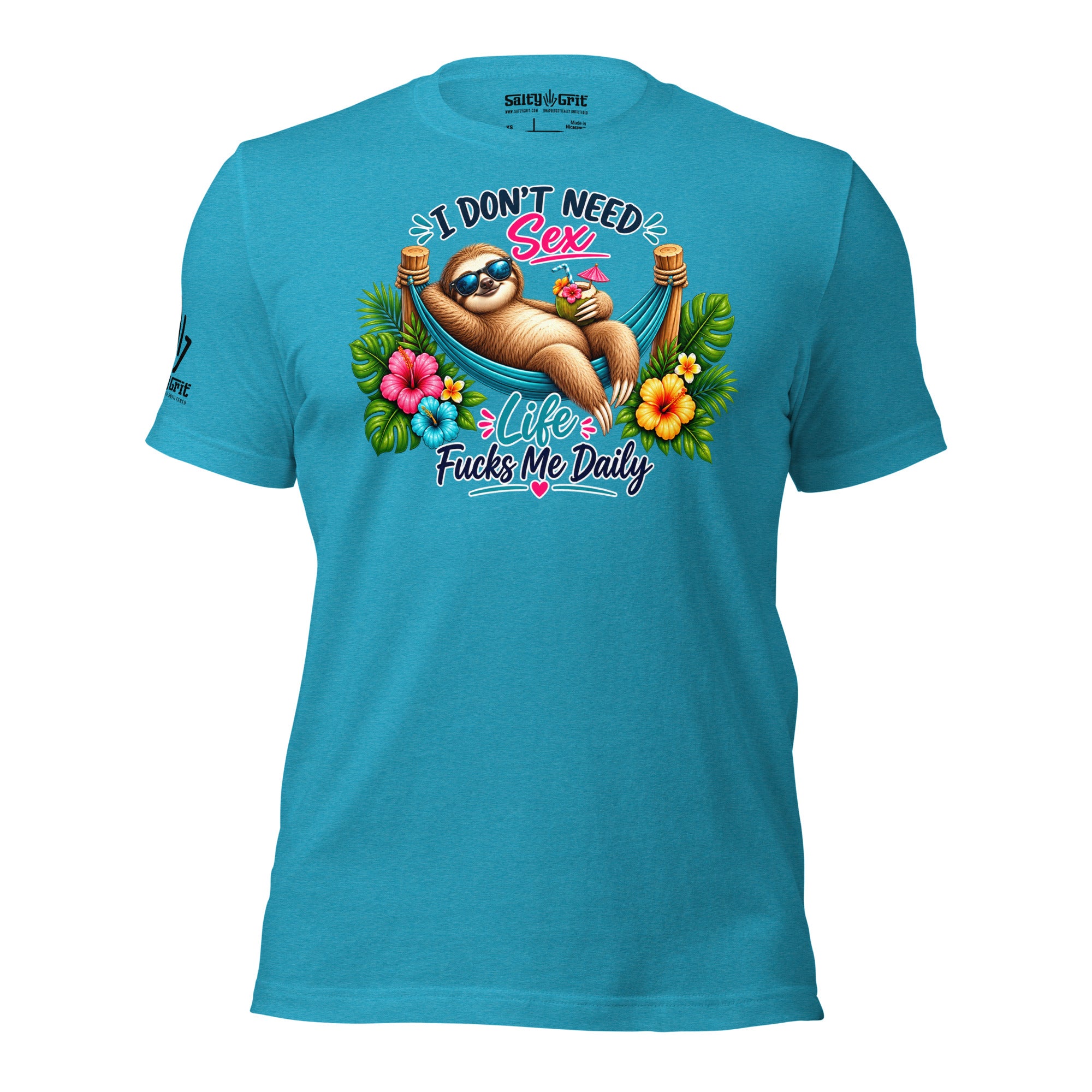 Funny sloth graphic tee with sarcastic life humor