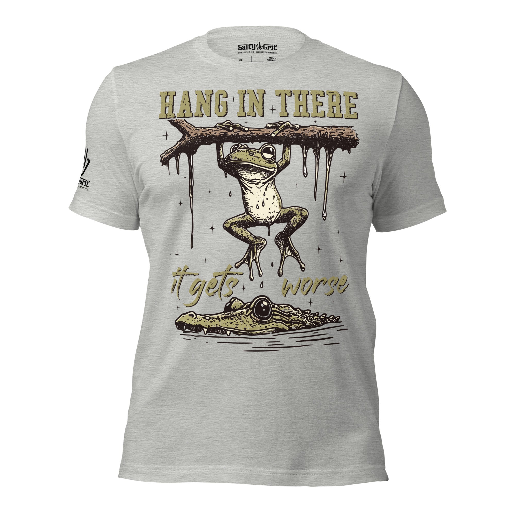 Funny t-shirt for men and women barely hanging on to life