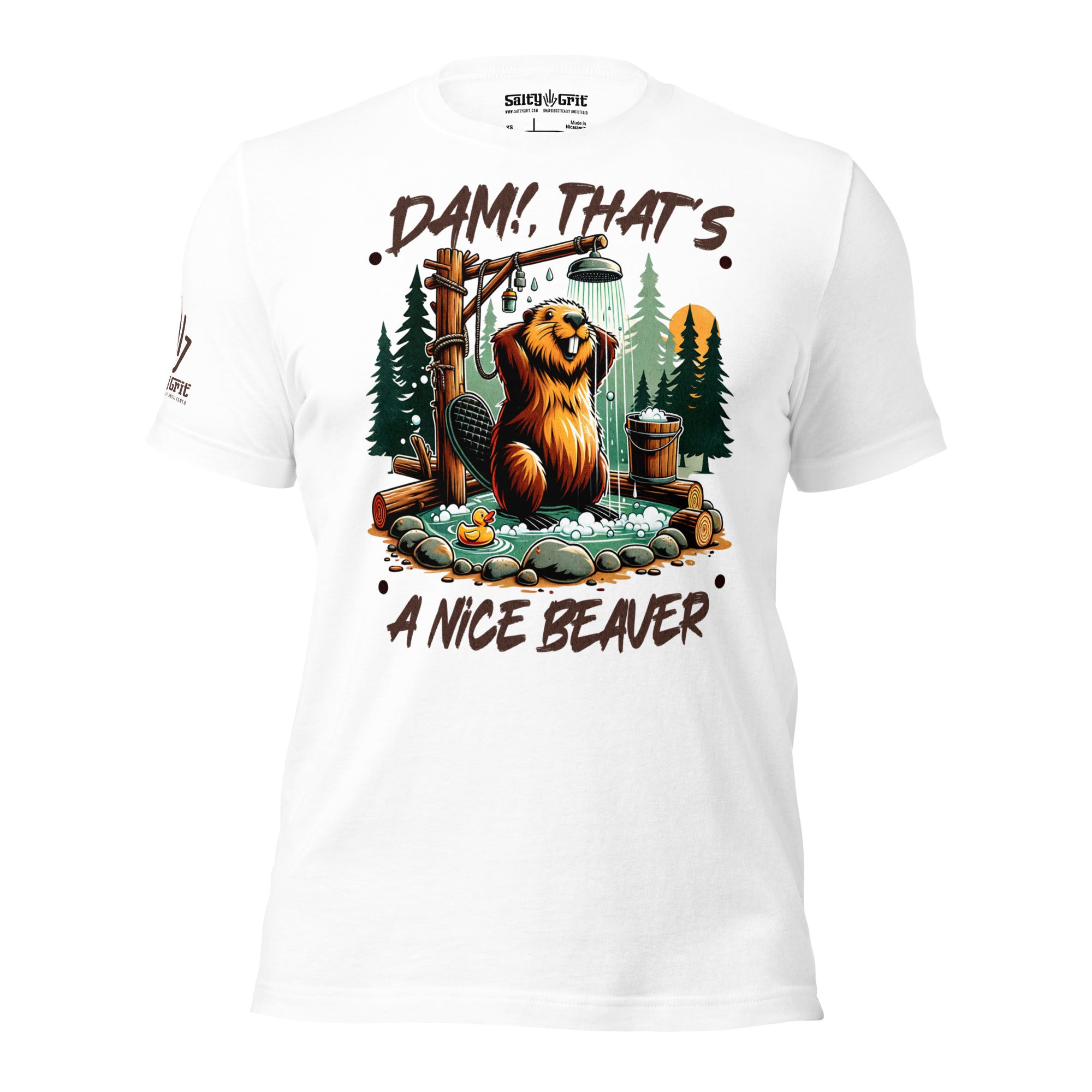 Gag gift t-shirt with cheeky beaver illustration