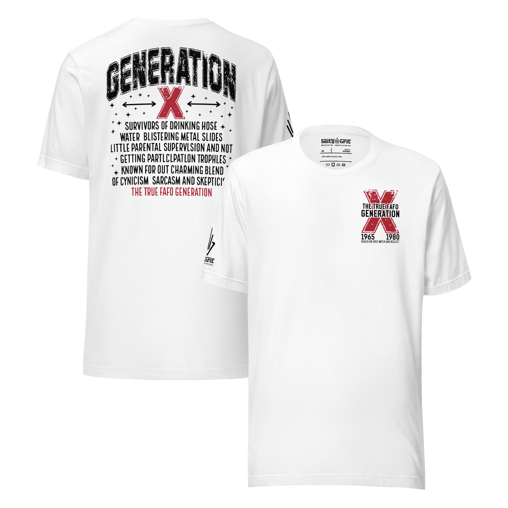 Offensive humor shirt with Gen X drinking hose water reference