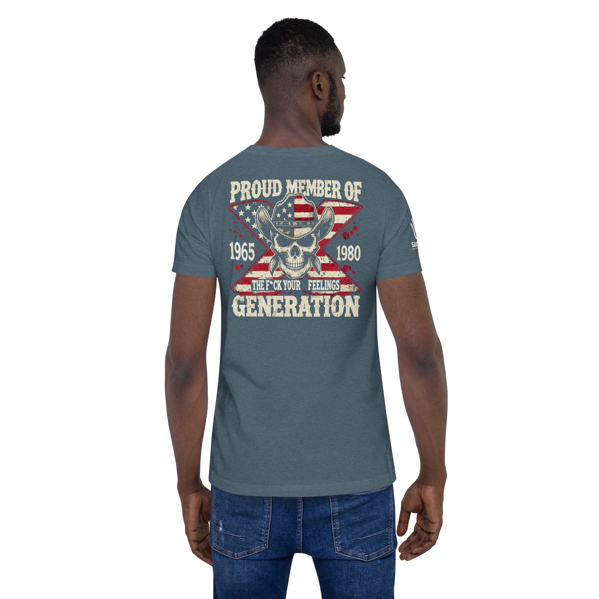 Proud Gen X t-shirt with dark humor and bold design