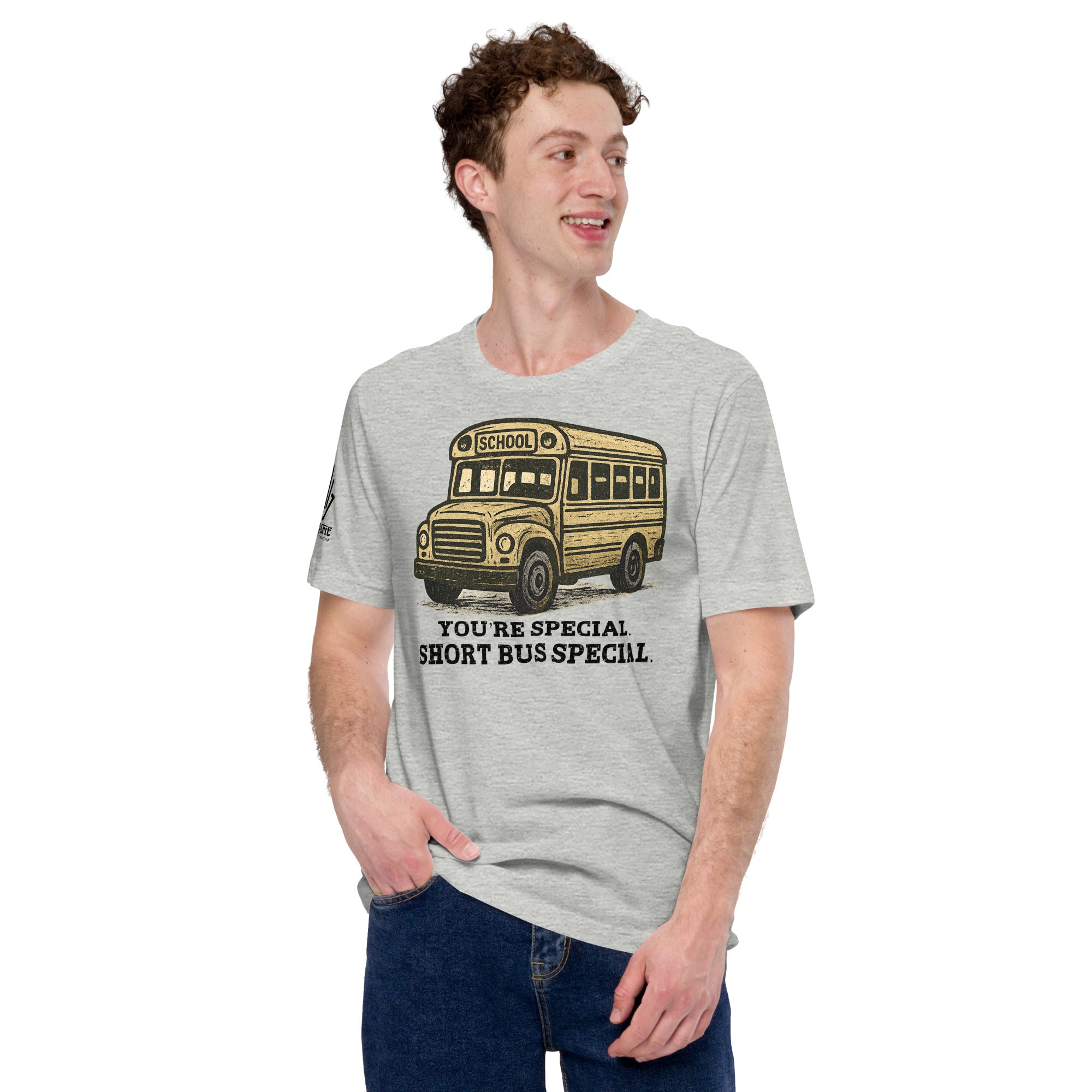 Sarcastic short bus t-shirt for Gen X humor fans