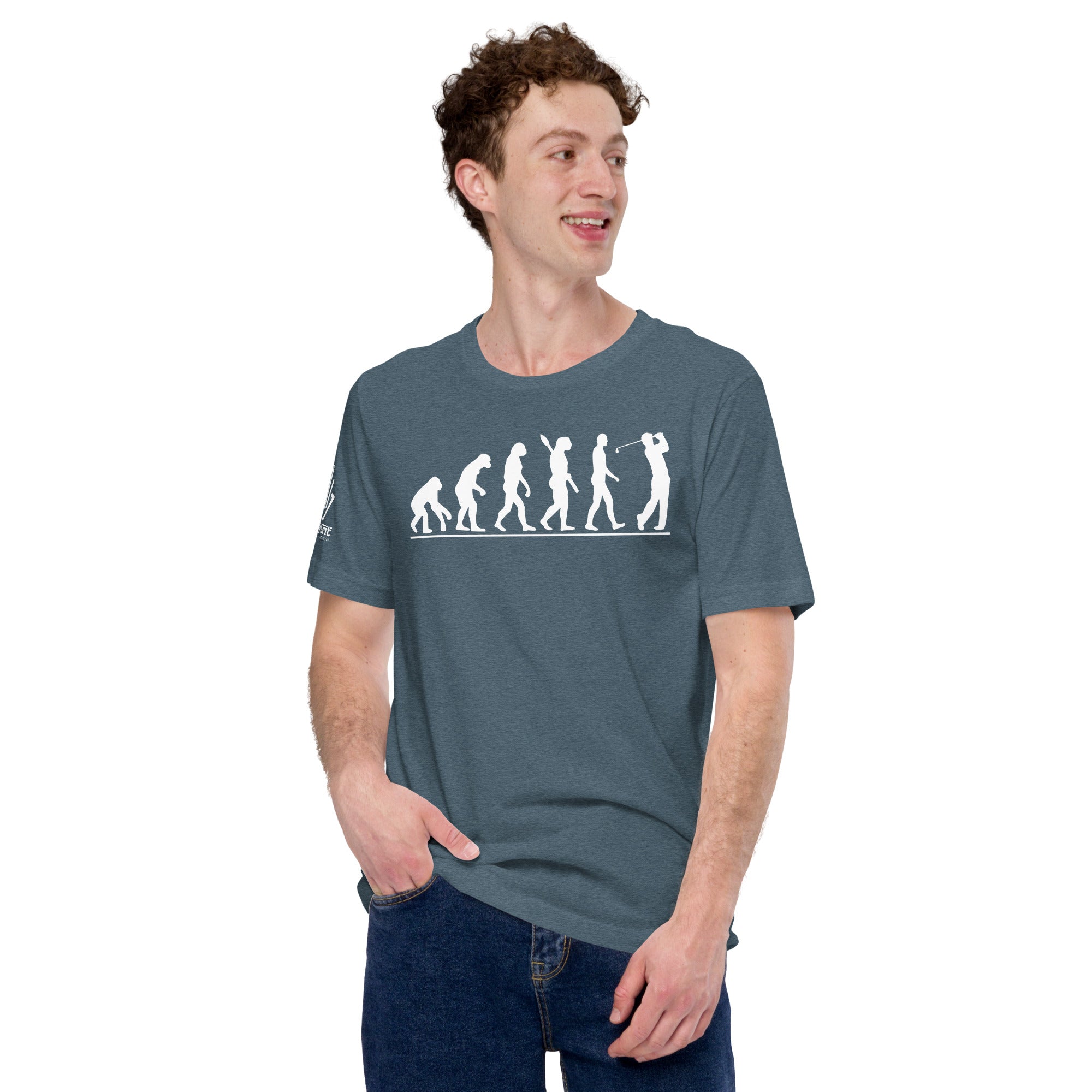 Golf-themed graphic tee with sarcastic evolution design