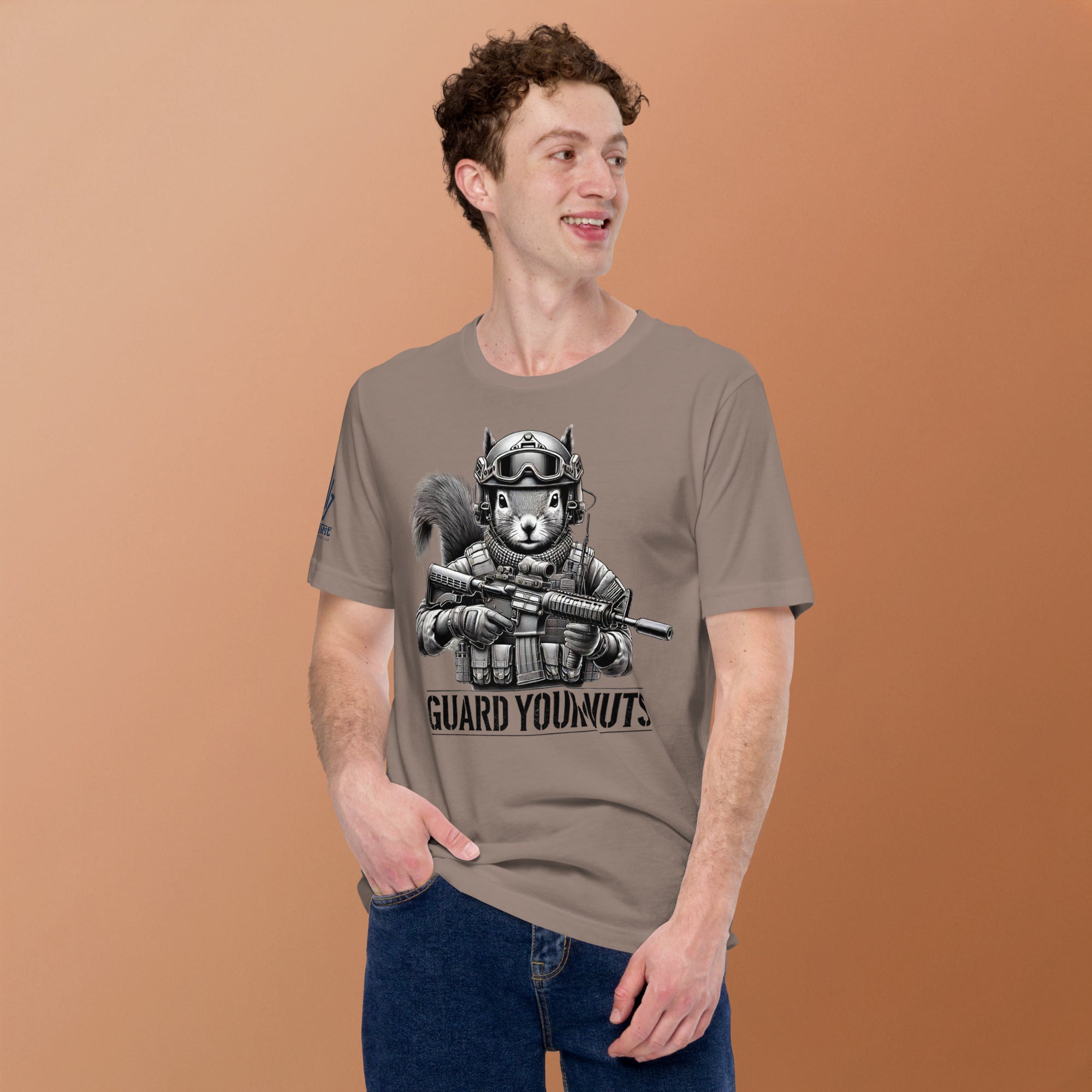 Graphic tee with offensive humor Guard Your Nuts slogan