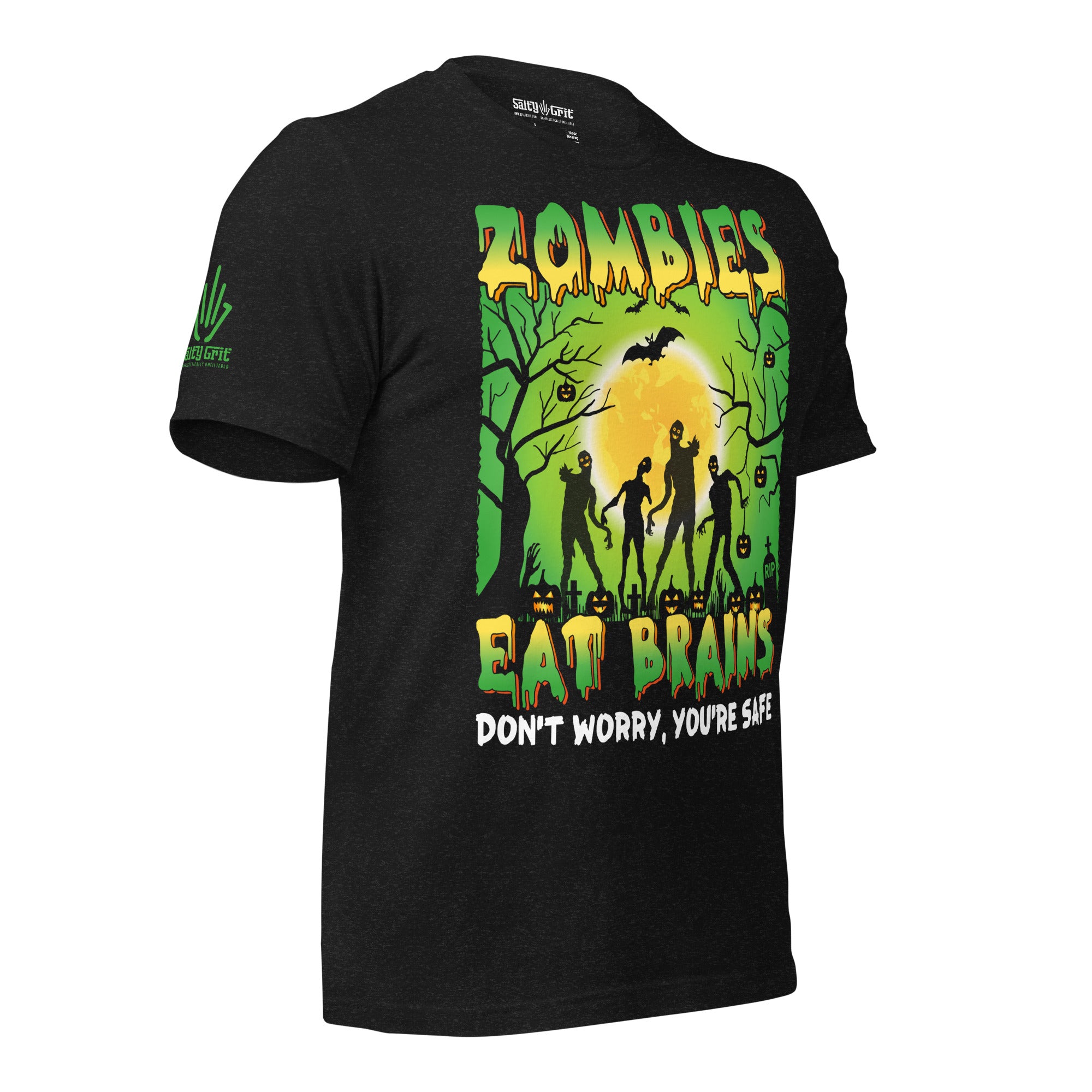 Sarcastic graphic tee with inappropriate zombie humor