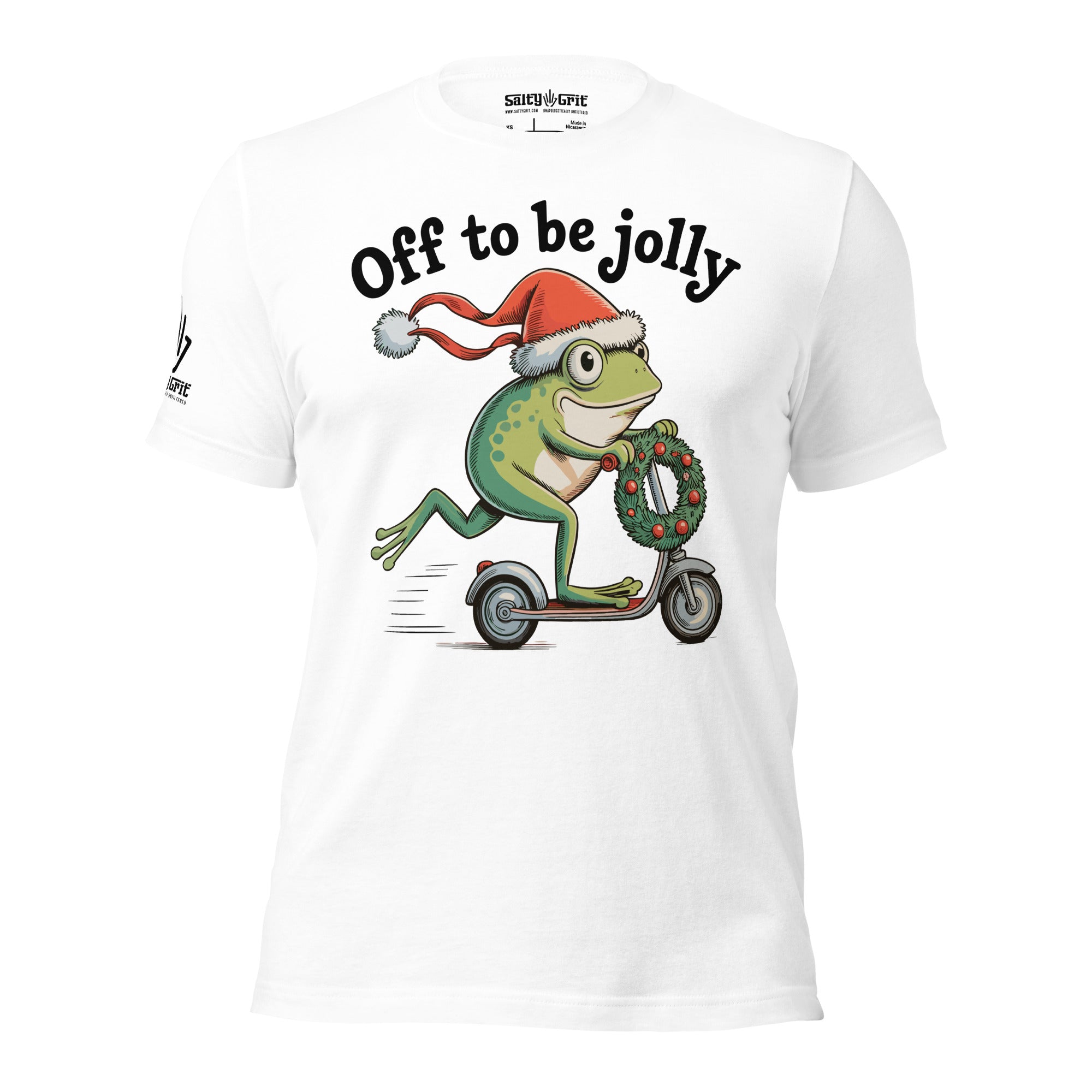 Holiday sarcastic t-shirt with frog riding scooter