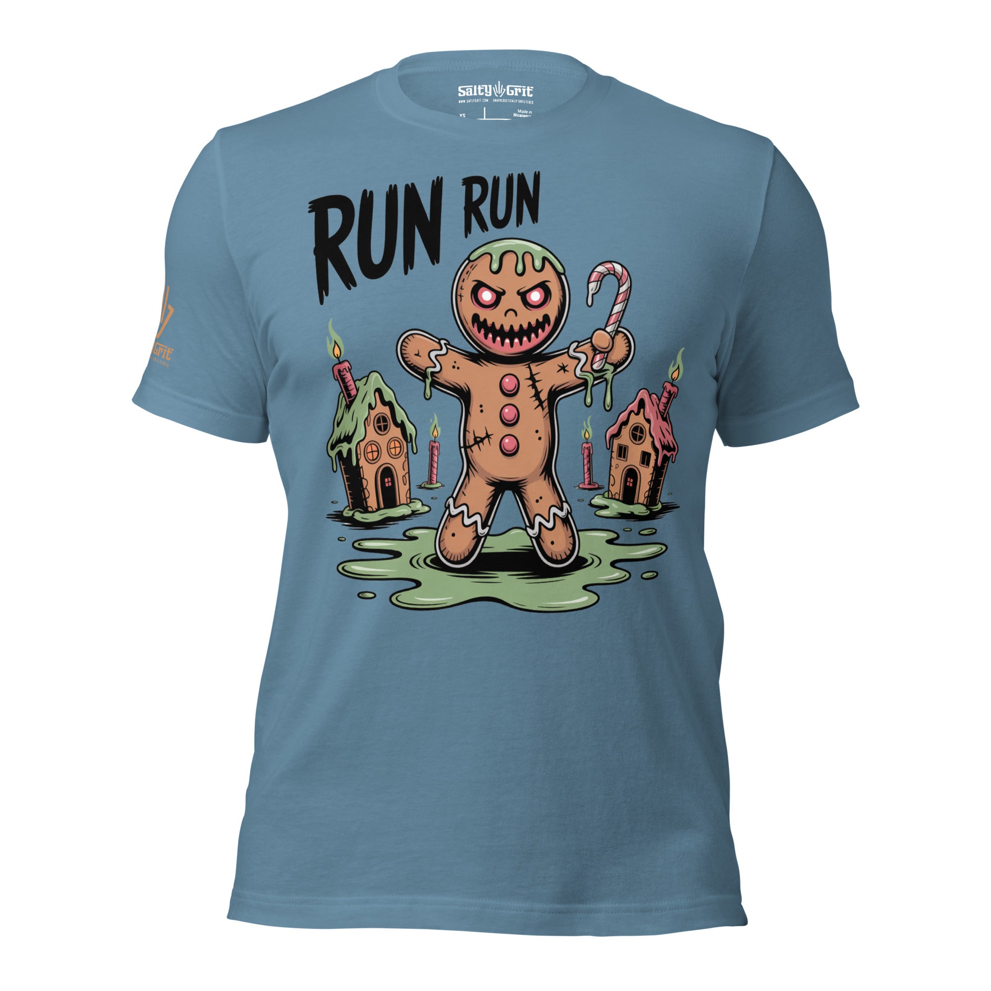 Funny shirt for horror movie fans featuring evil gingerbread character