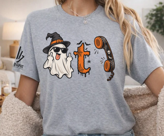 Inappropriate Halloween ghost shirt featuring the Boo T Call pun