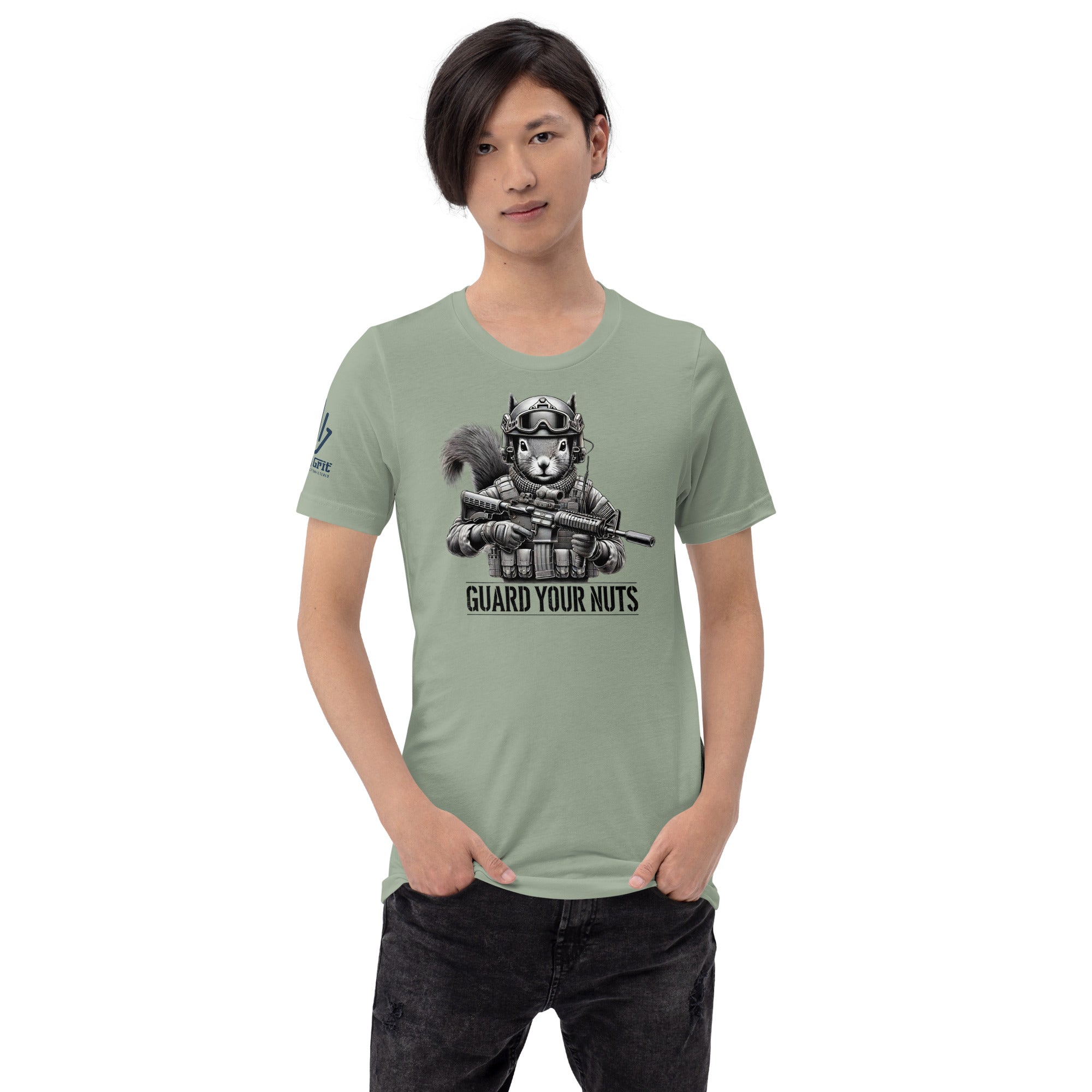 Inappropriate humor shirt Guard Your Nuts with squirrel in combat gear