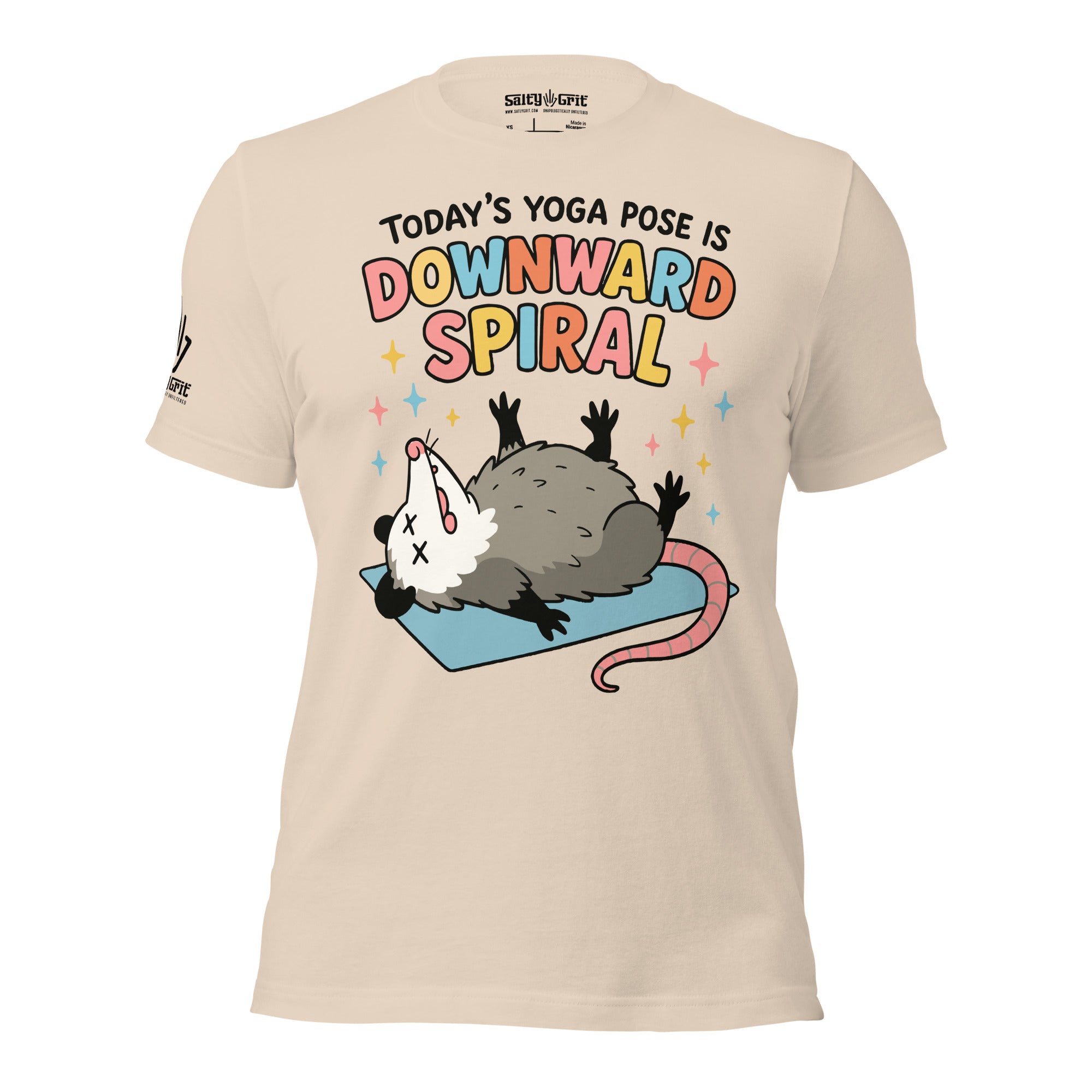 Inappropriate humor shirt with sarcastic opossum design