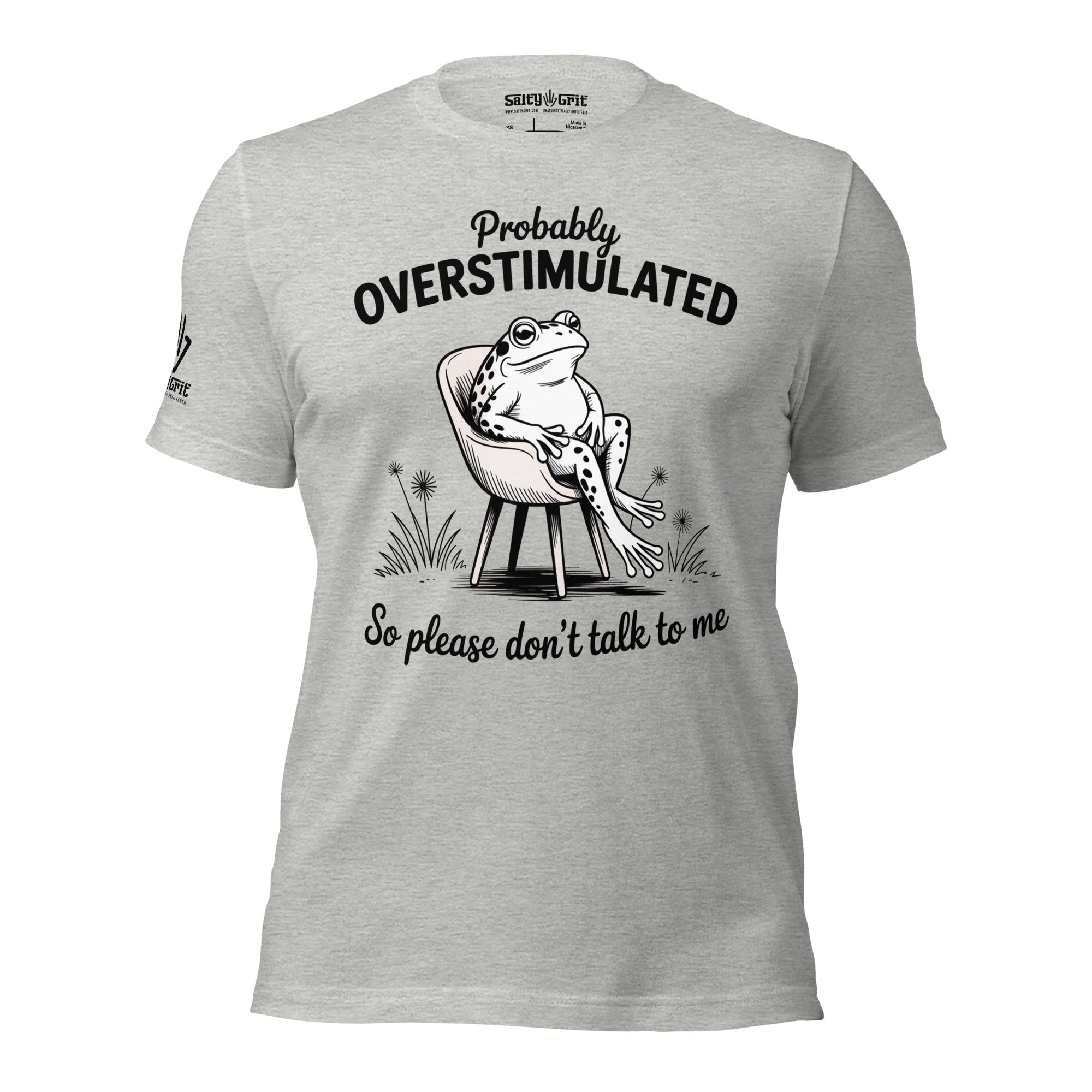 Funny graphic tee with frog and please leave me alone message