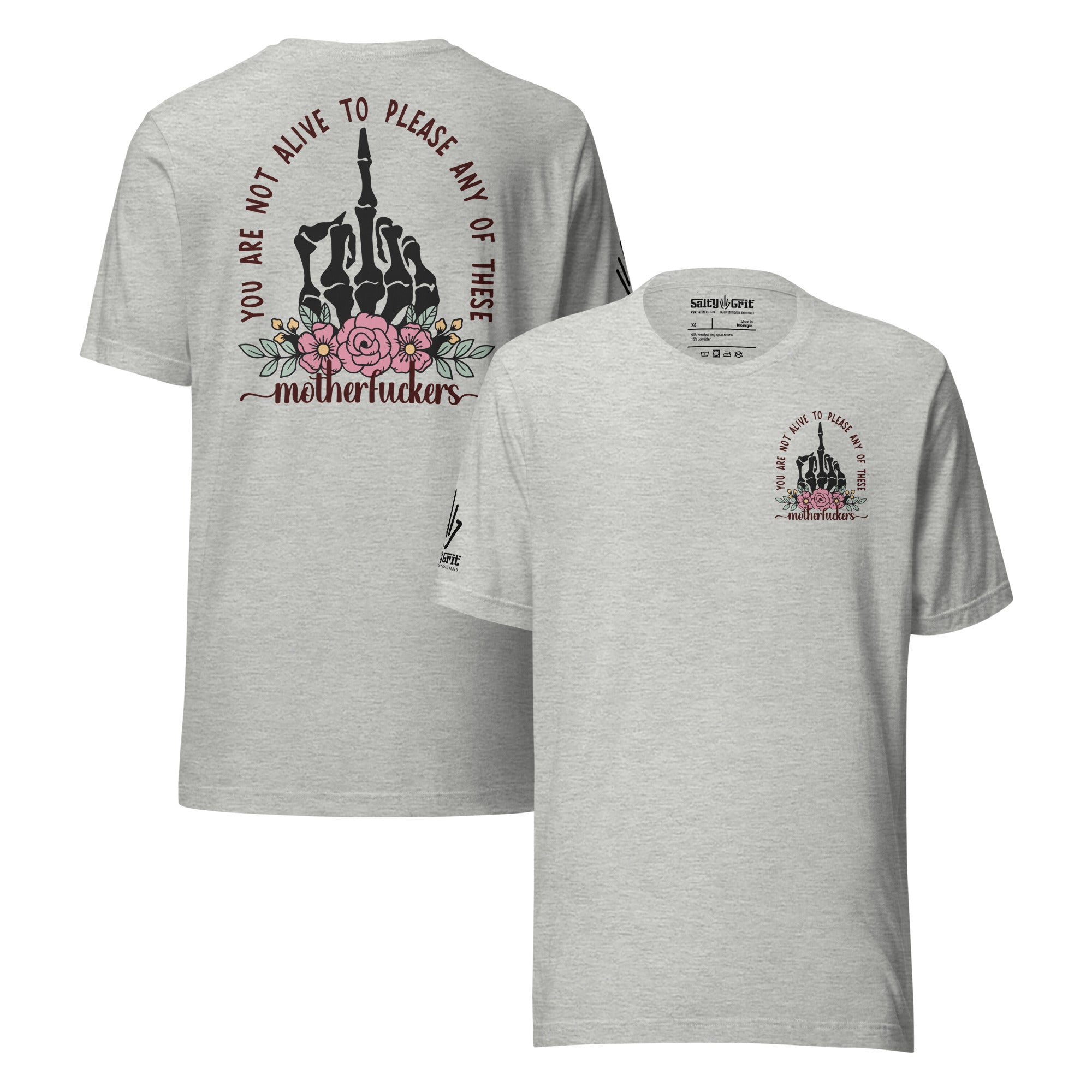 Funny sarcastic t-shirt with skeleton middle finger design