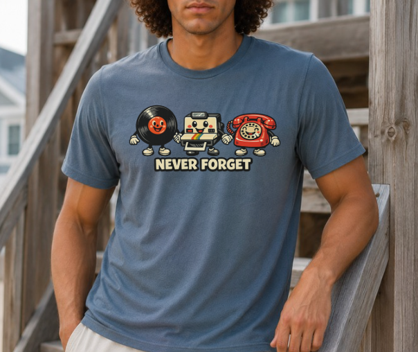 Retro graphic tee celebrating Gen X with vintage technology