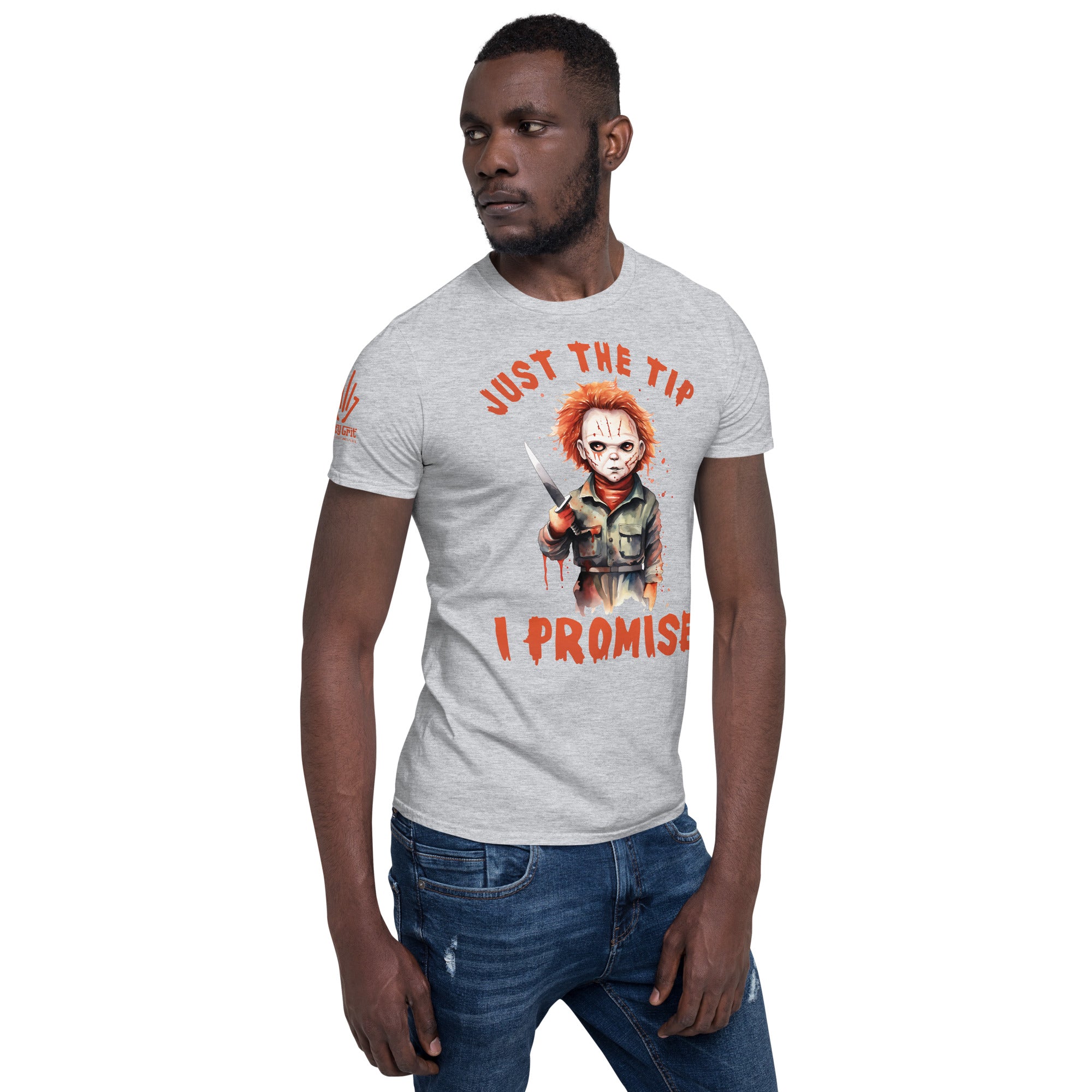 Novelty sarcastic Michael Myers Halloween t-shirt with cheeky humor
