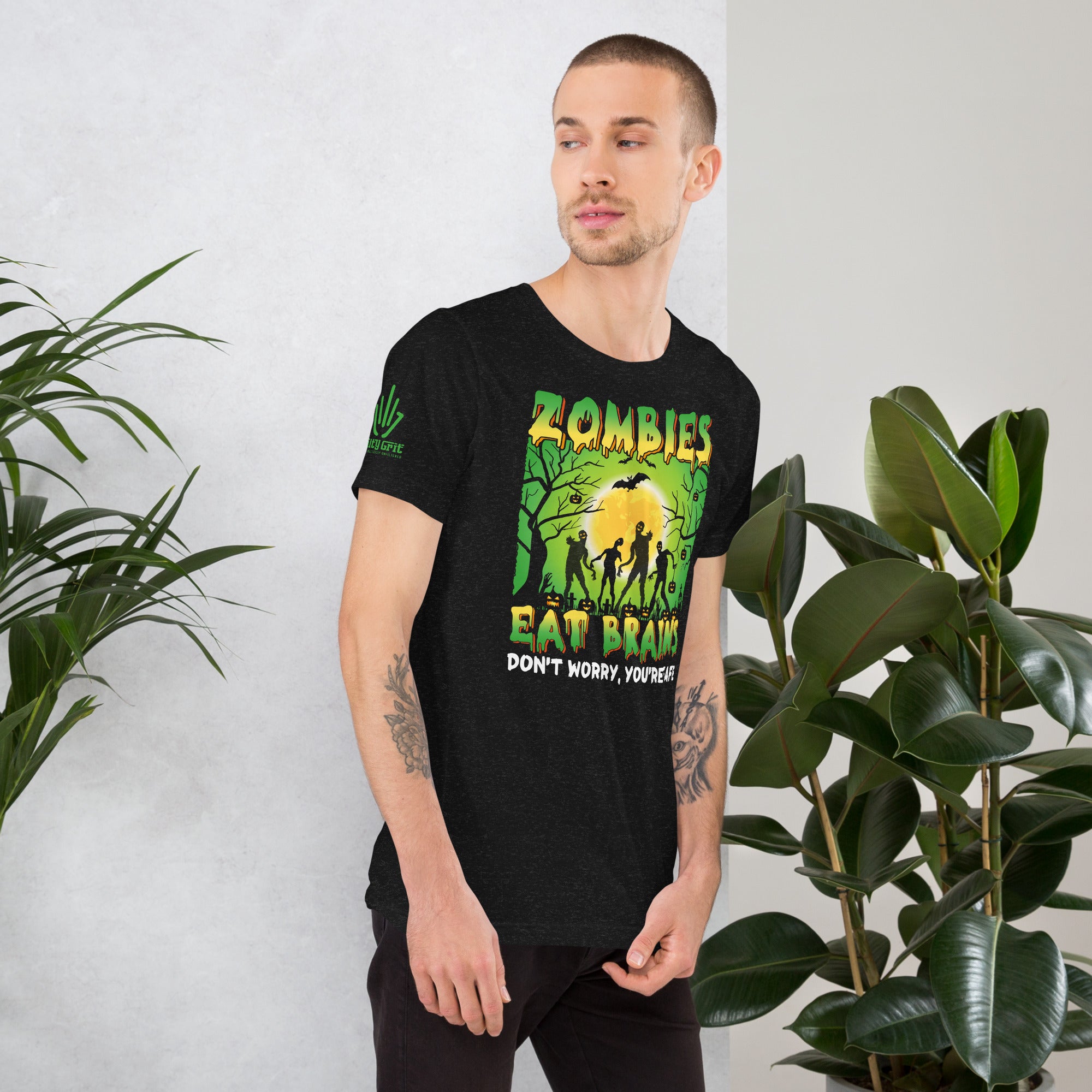 Offensive humor tee shirt featuring sarcastic zombie design