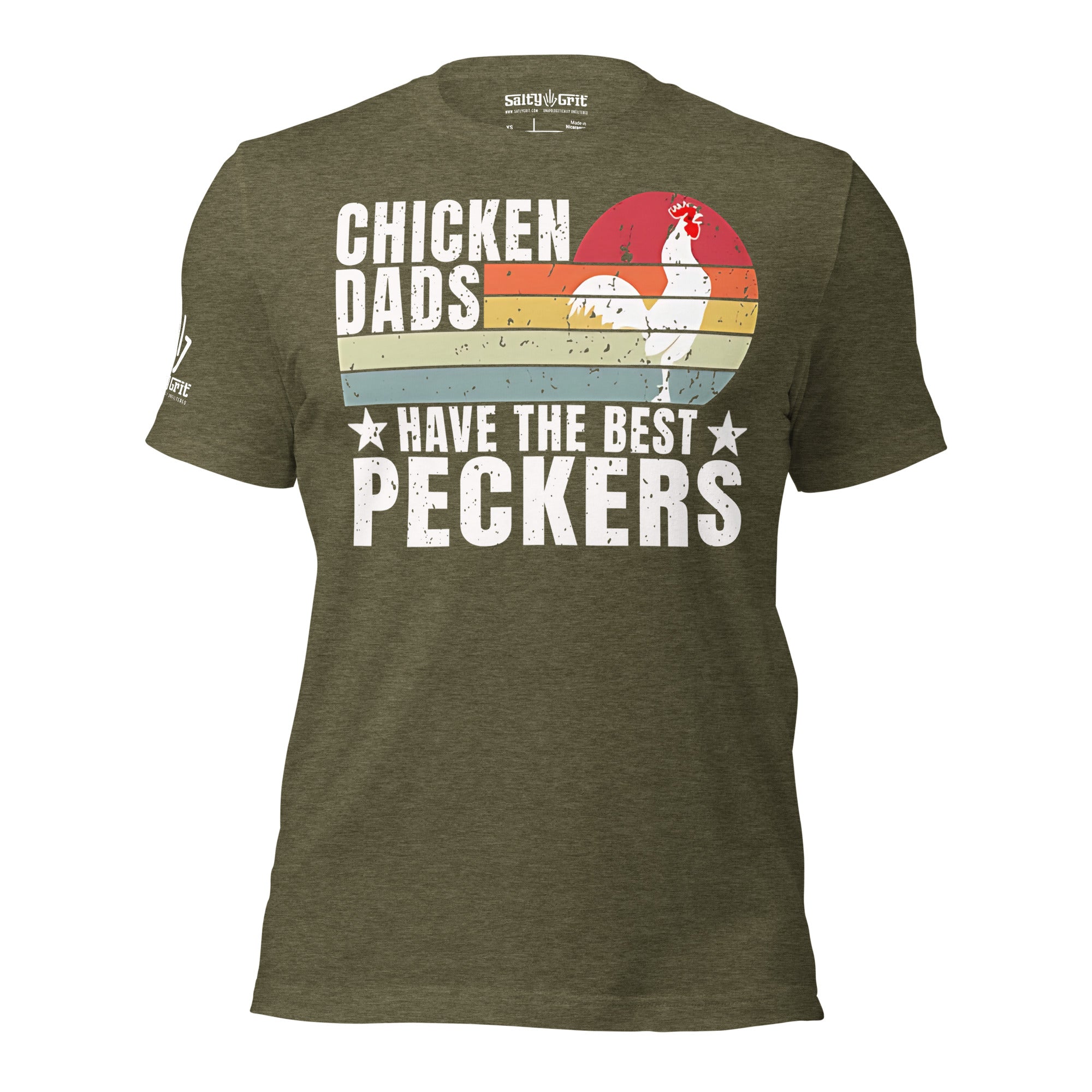 Offensive humor shirt with chicken dad pun