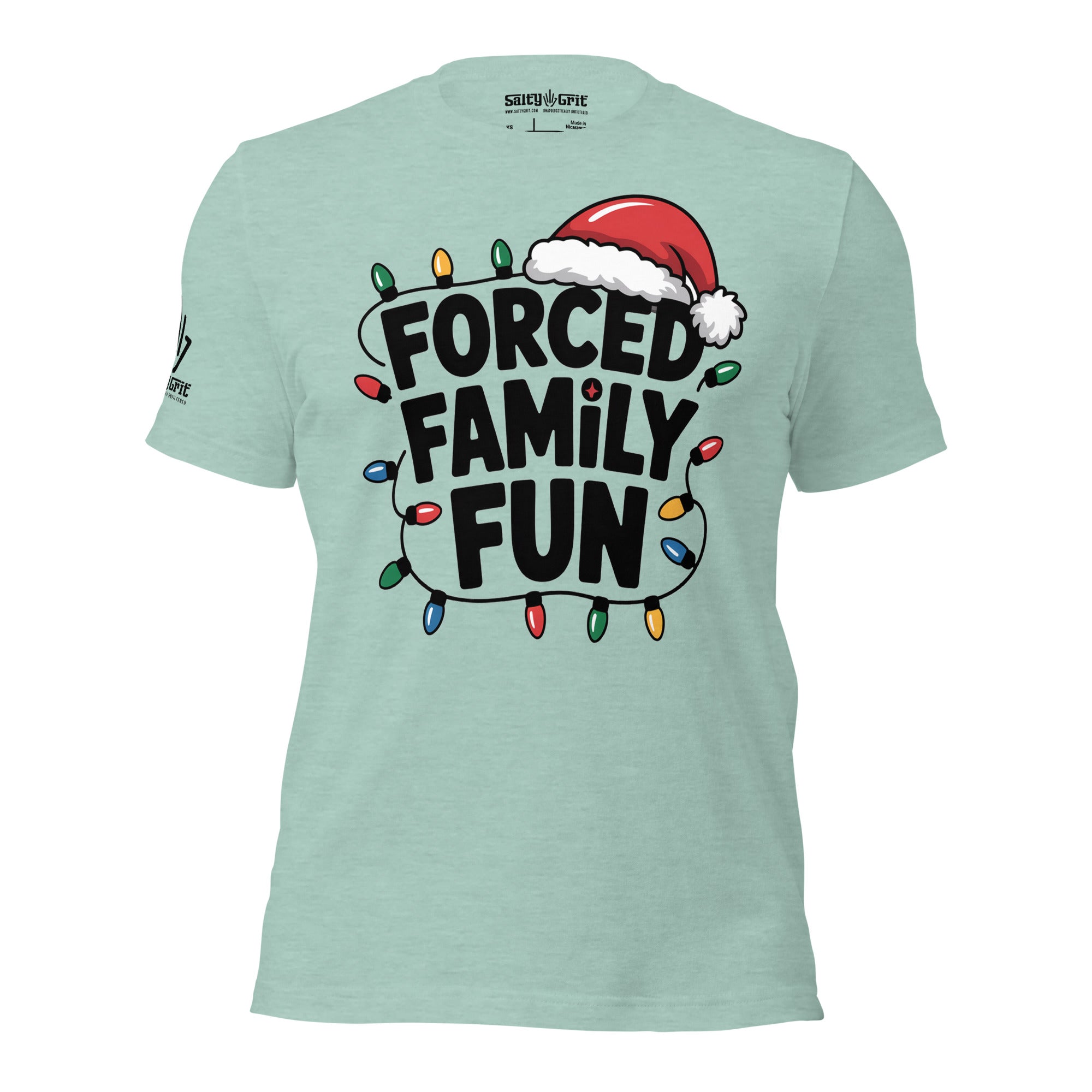 Offensive humor Christmas shirt with lights and Santa hat design
