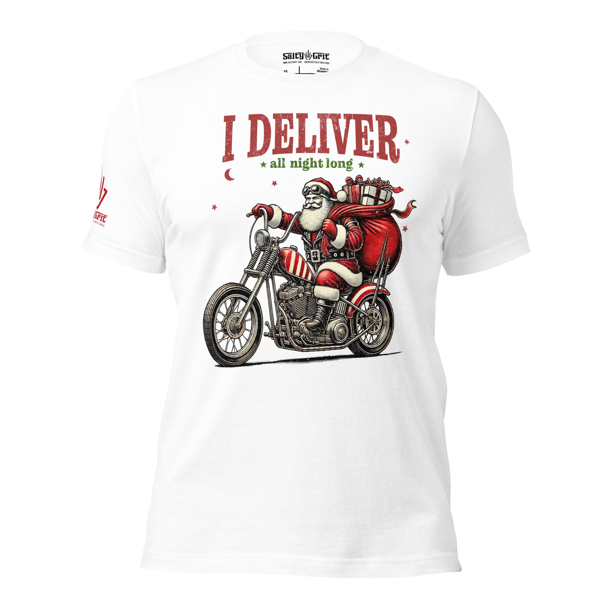 Offensive humor Christmas shirt designed for men with biker Santa