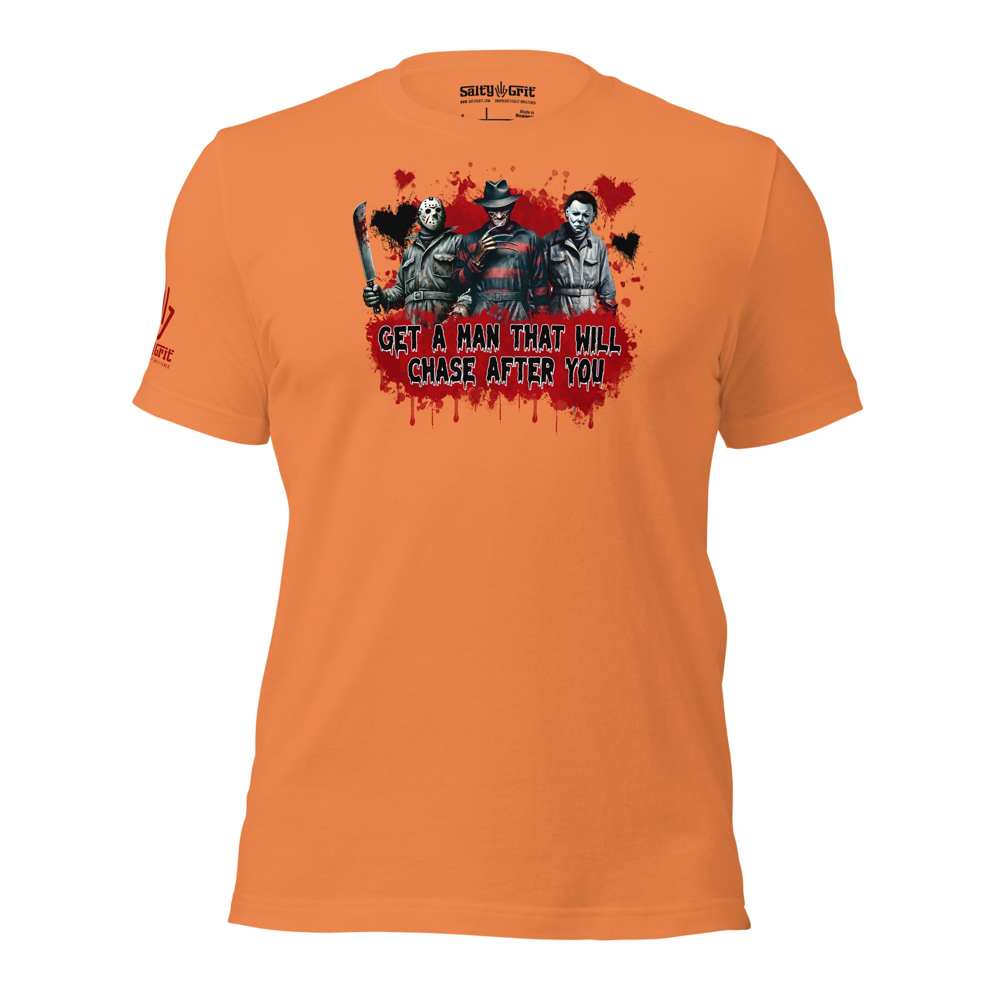 Novelty sarcastic horror-themed Halloween t-shirt with Freddy, Michael, and Jason