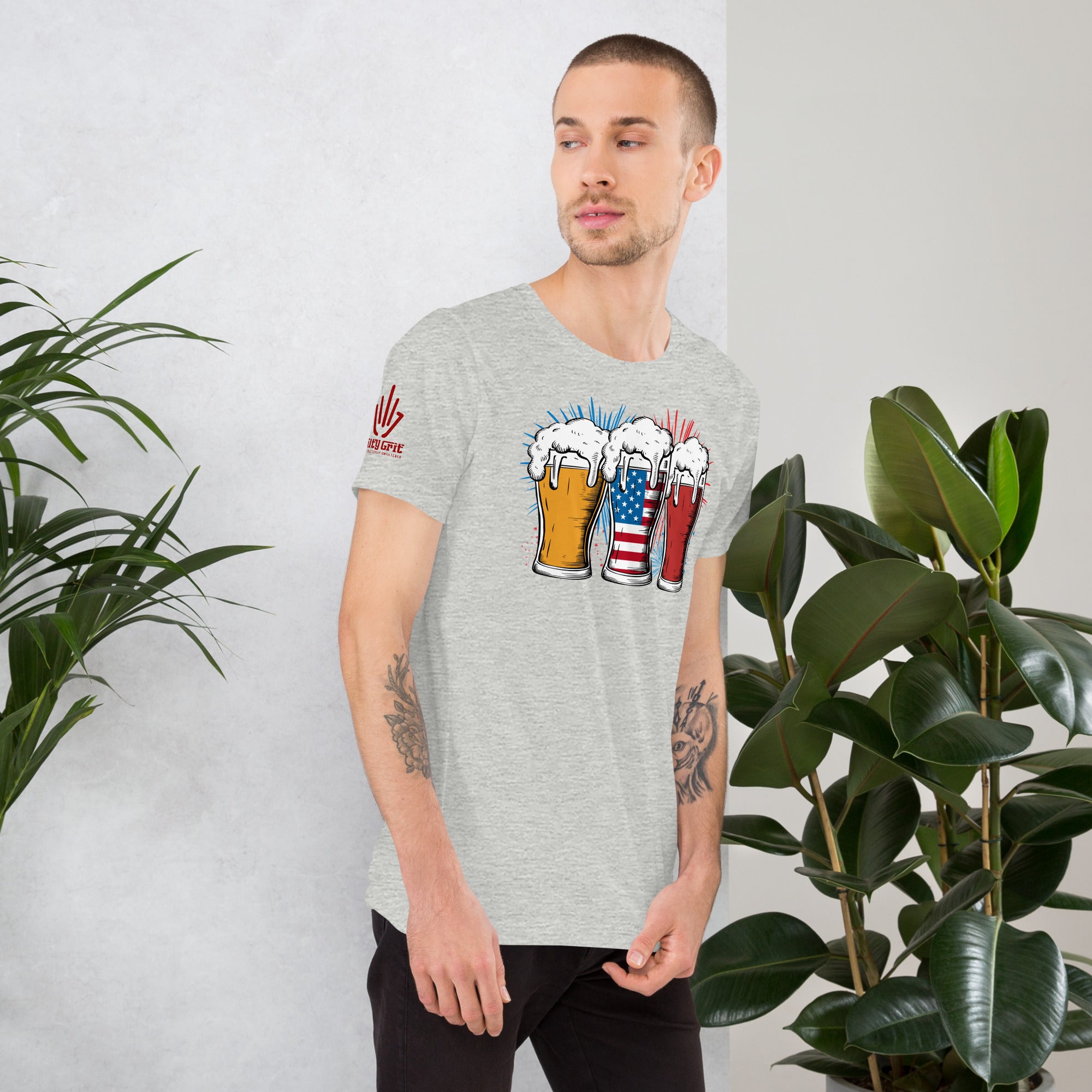 Offensive humor beer graphic tee for 4th of July celebrations